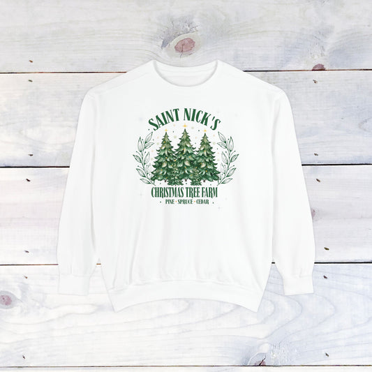 Saint Nick's Tree Farm Comfort Colors Holiday Sweater