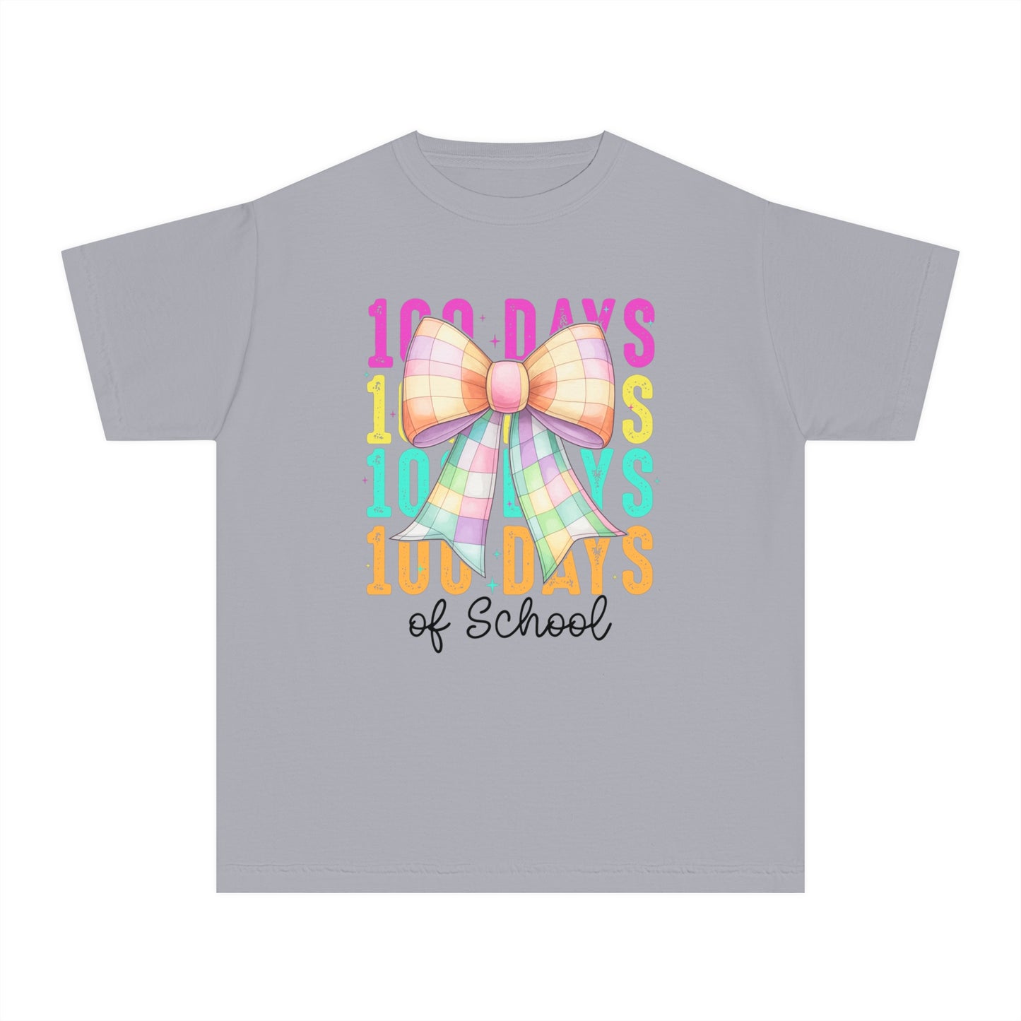 Youth 100 Days Disco Bow Comfort Colors Tee