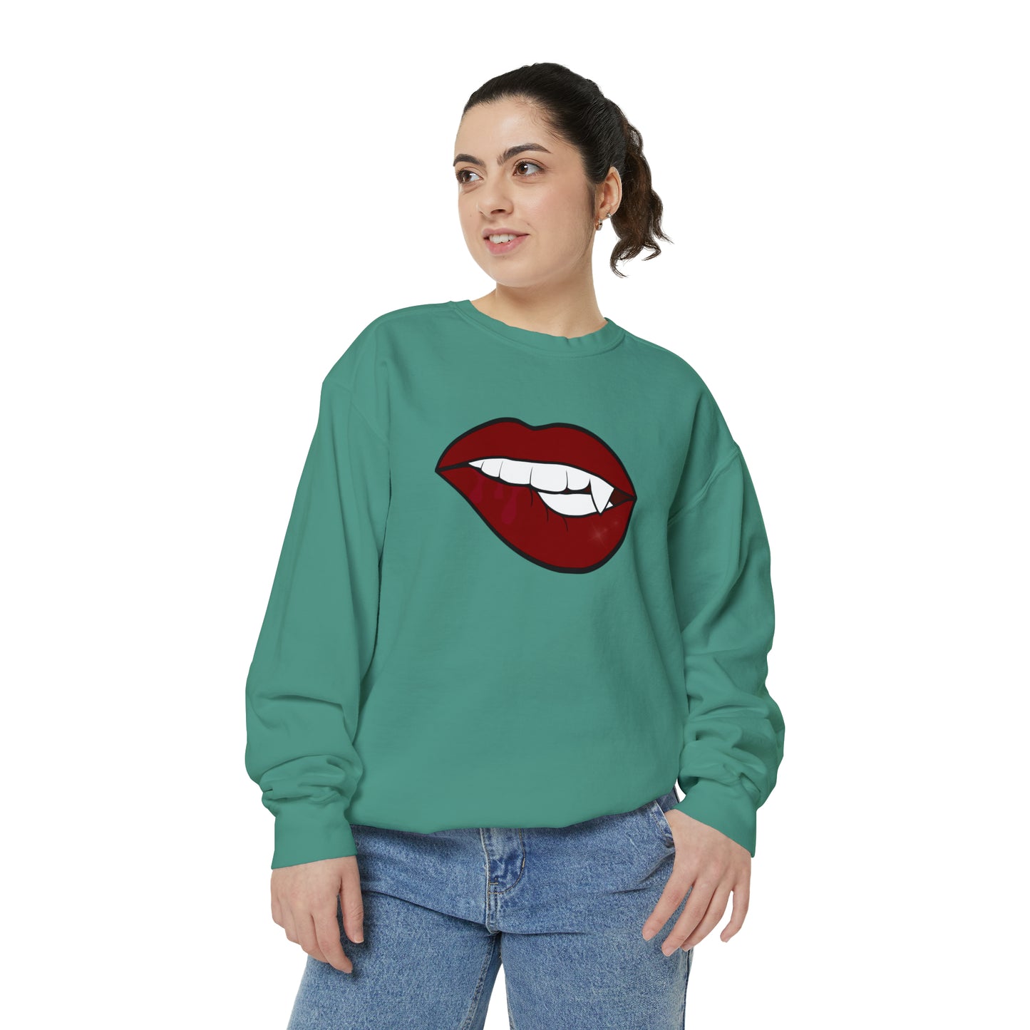 Biting Lip Vampire Fang Comfort Colors Sweater