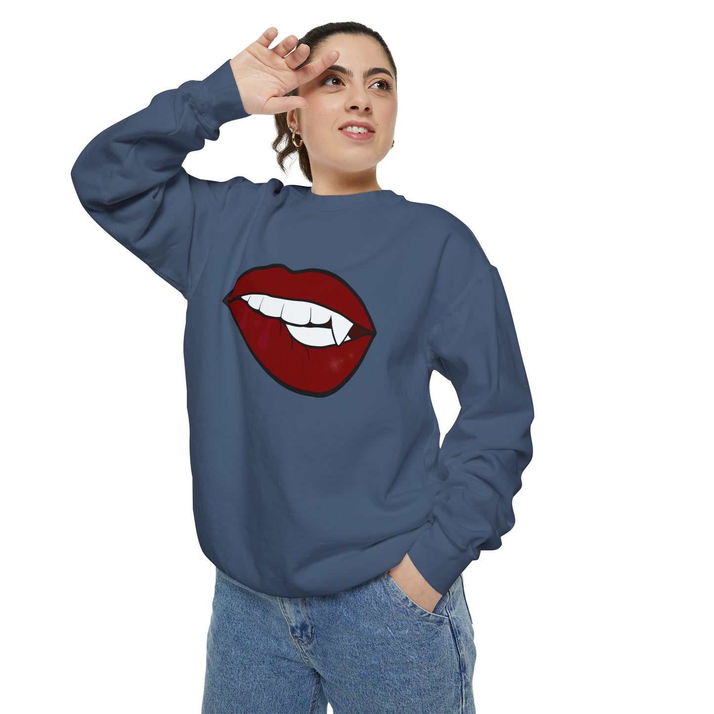 Biting Lip Vampire Fang Comfort Colors Sweater