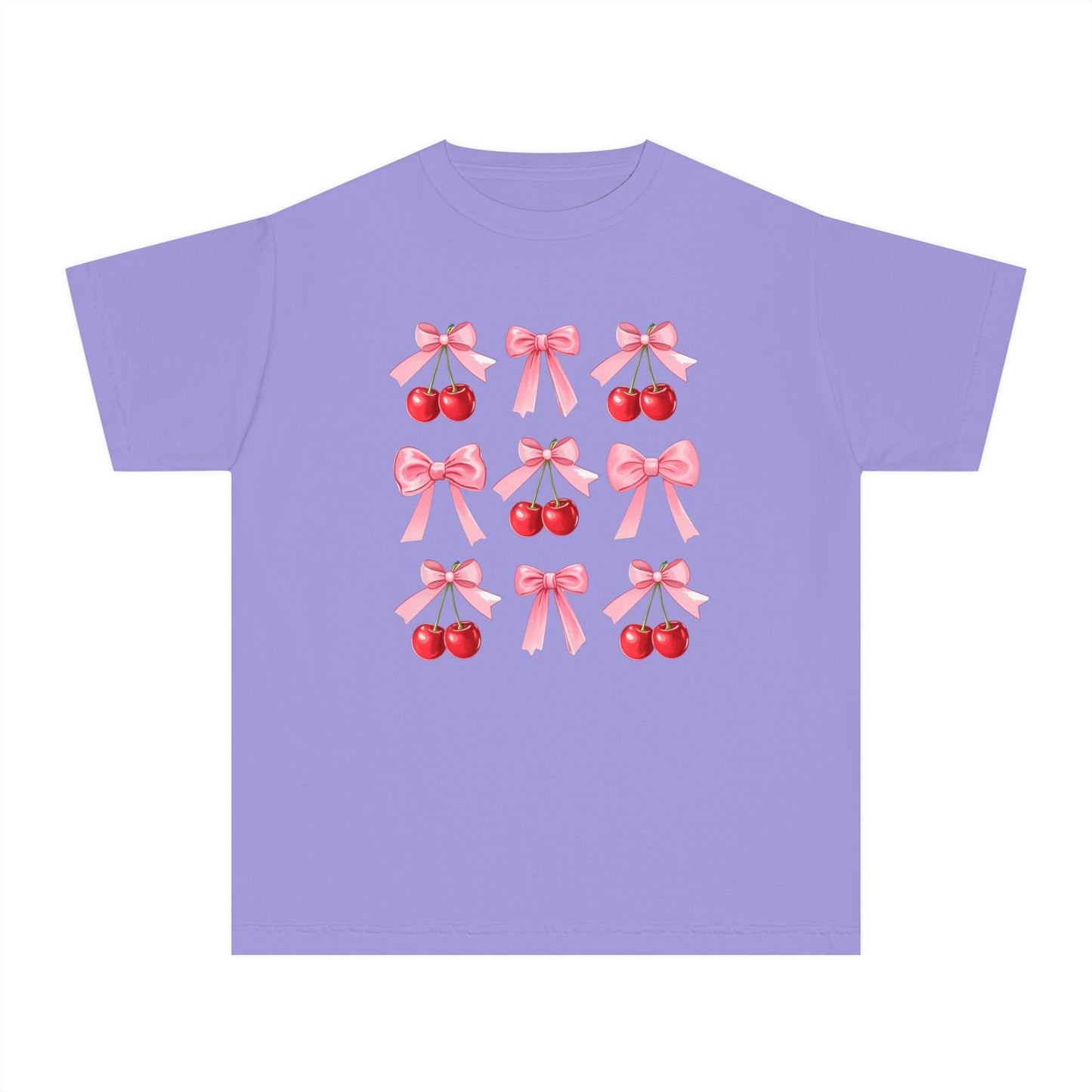 Cherry Bow Grid Comfort Colors Tee