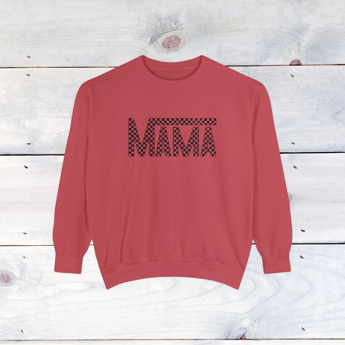 Mama Checkered Black Comfort Colors Sweater