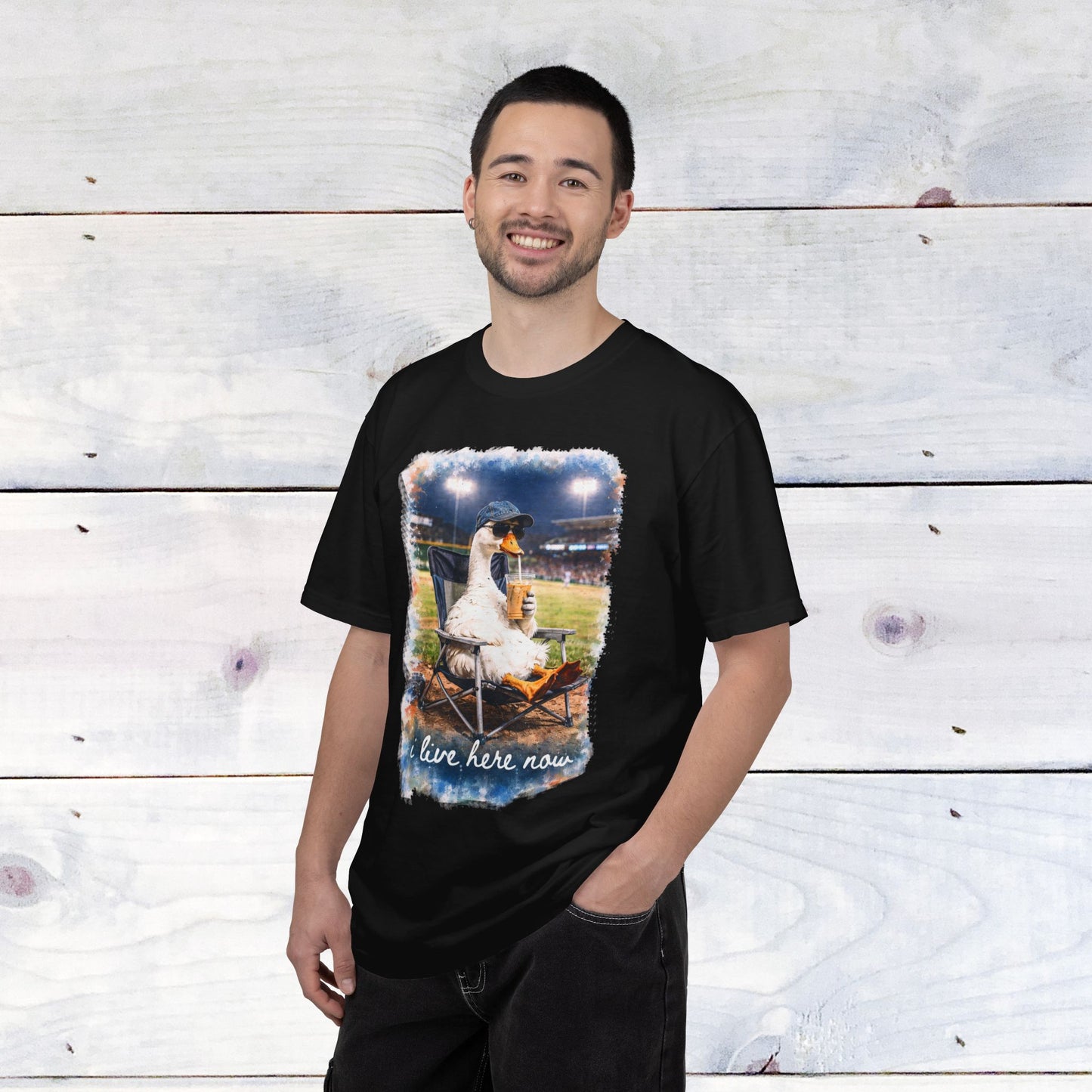 'I Live Here Now' Baseball Stadium Goose Comfort Colors Unisex T-Shirt