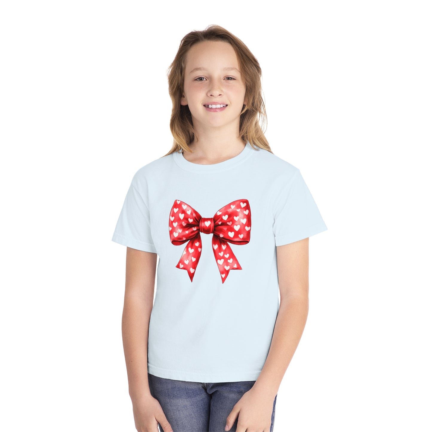 Heart Bow Youth Comfort Colors Tee