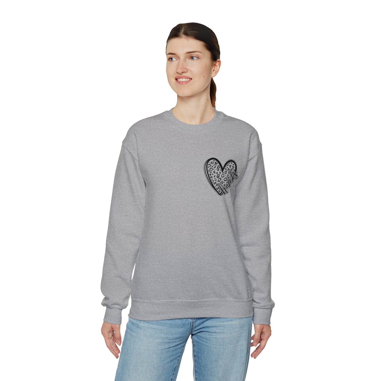 Hawks Heart Front, Glitz Cheer Mom back - Sweater