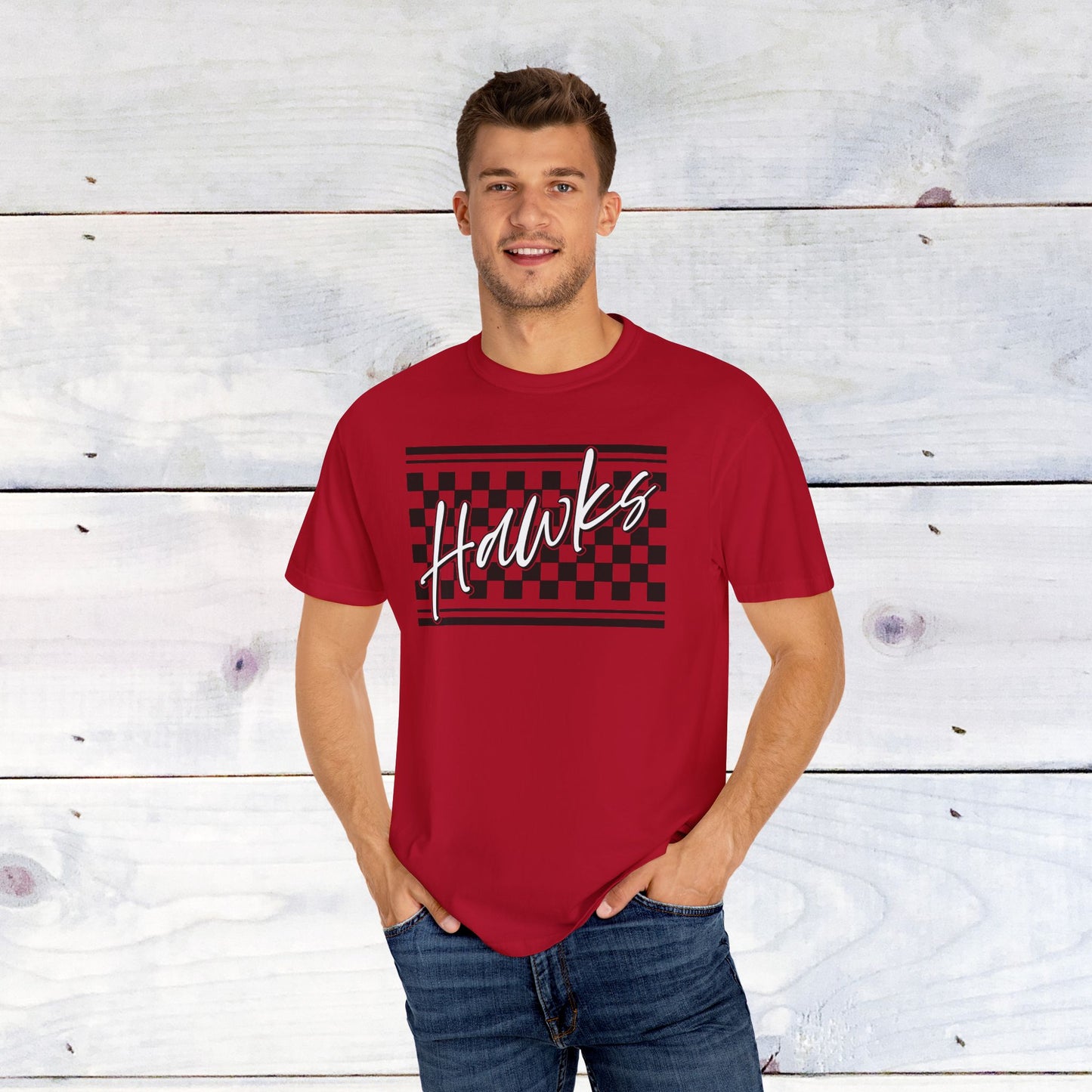Heath Hawks Checkered Comfort Colors Unisex Tee