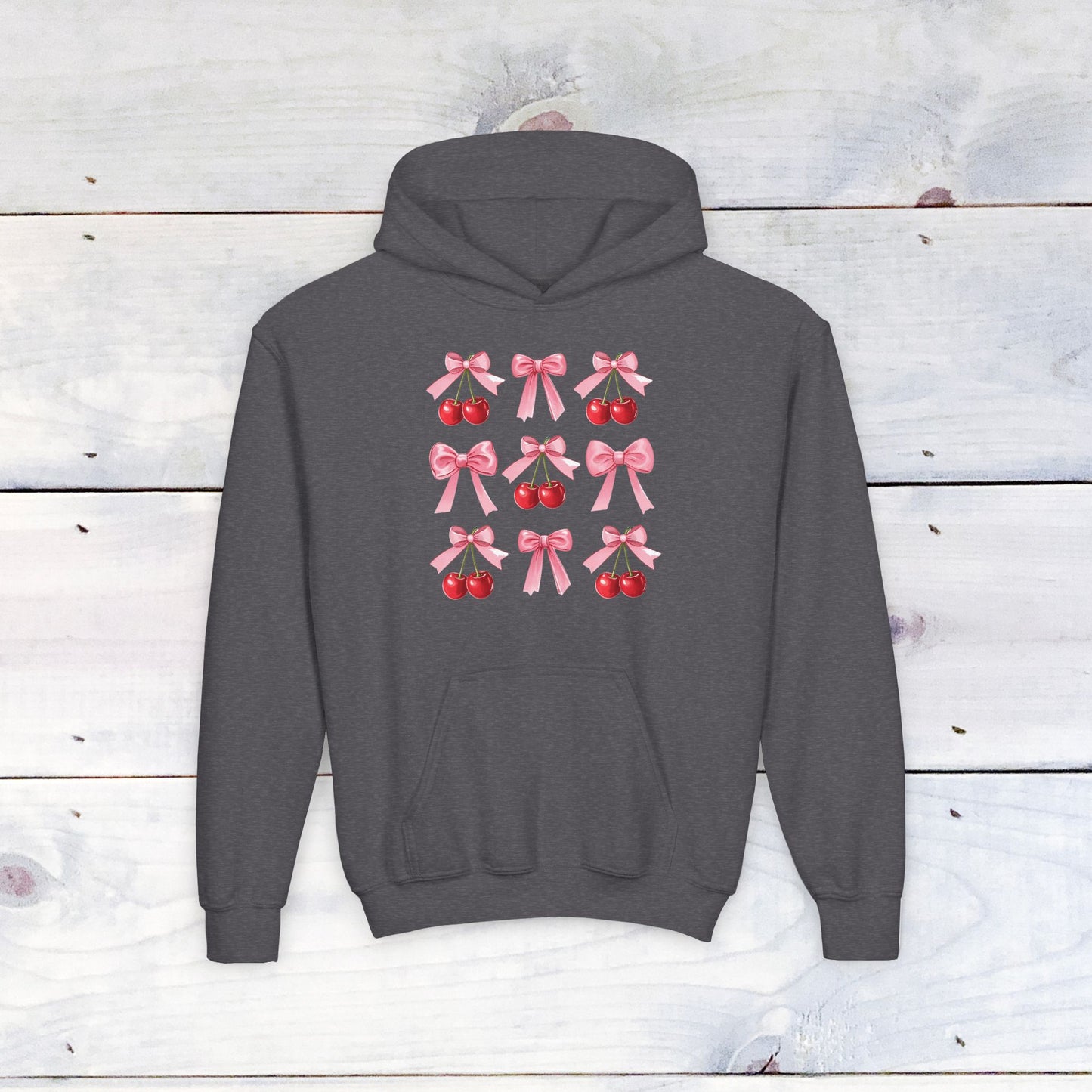 Cherry Bow Grid Youth Sweatshirt