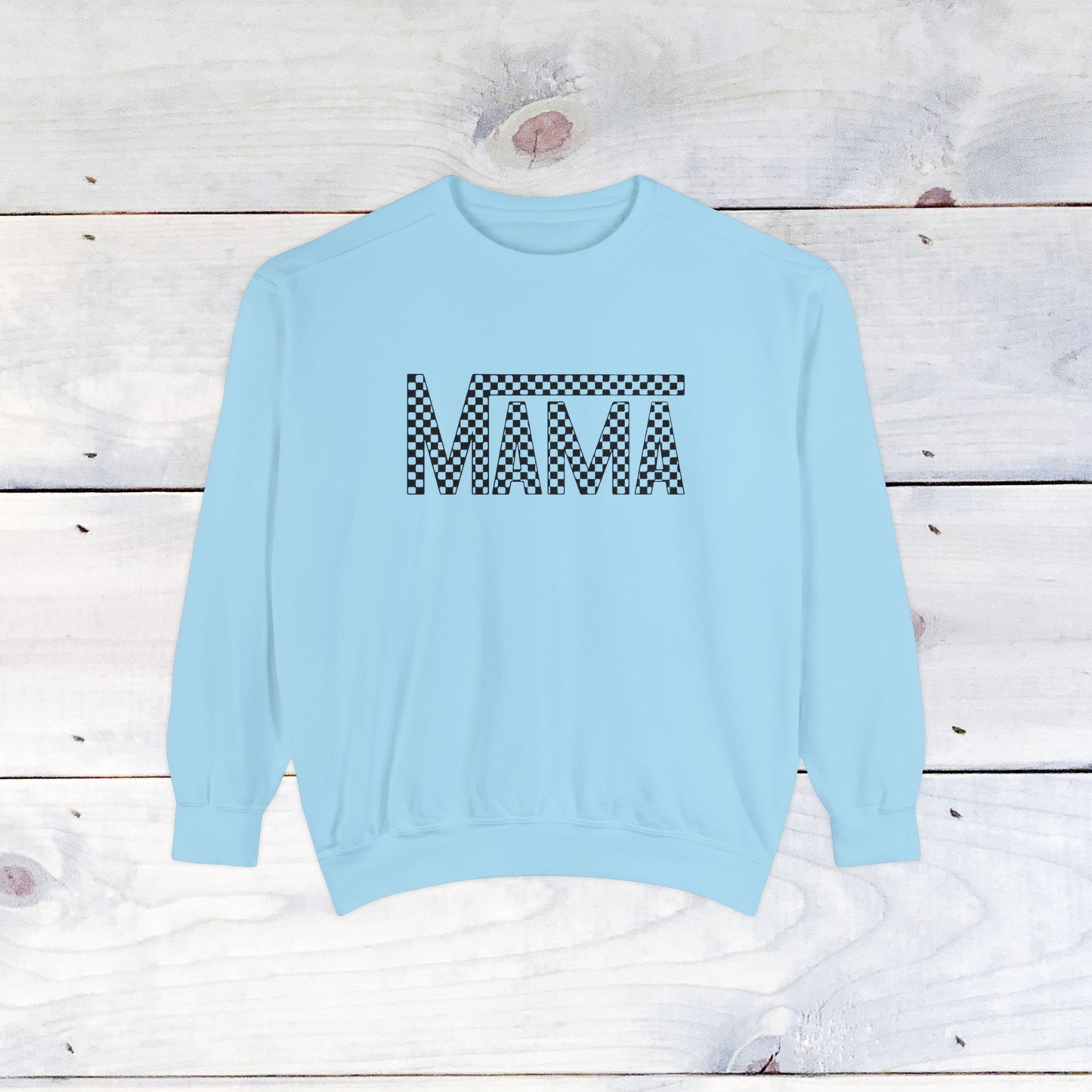Mama Checkered Black Comfort Colors Sweater