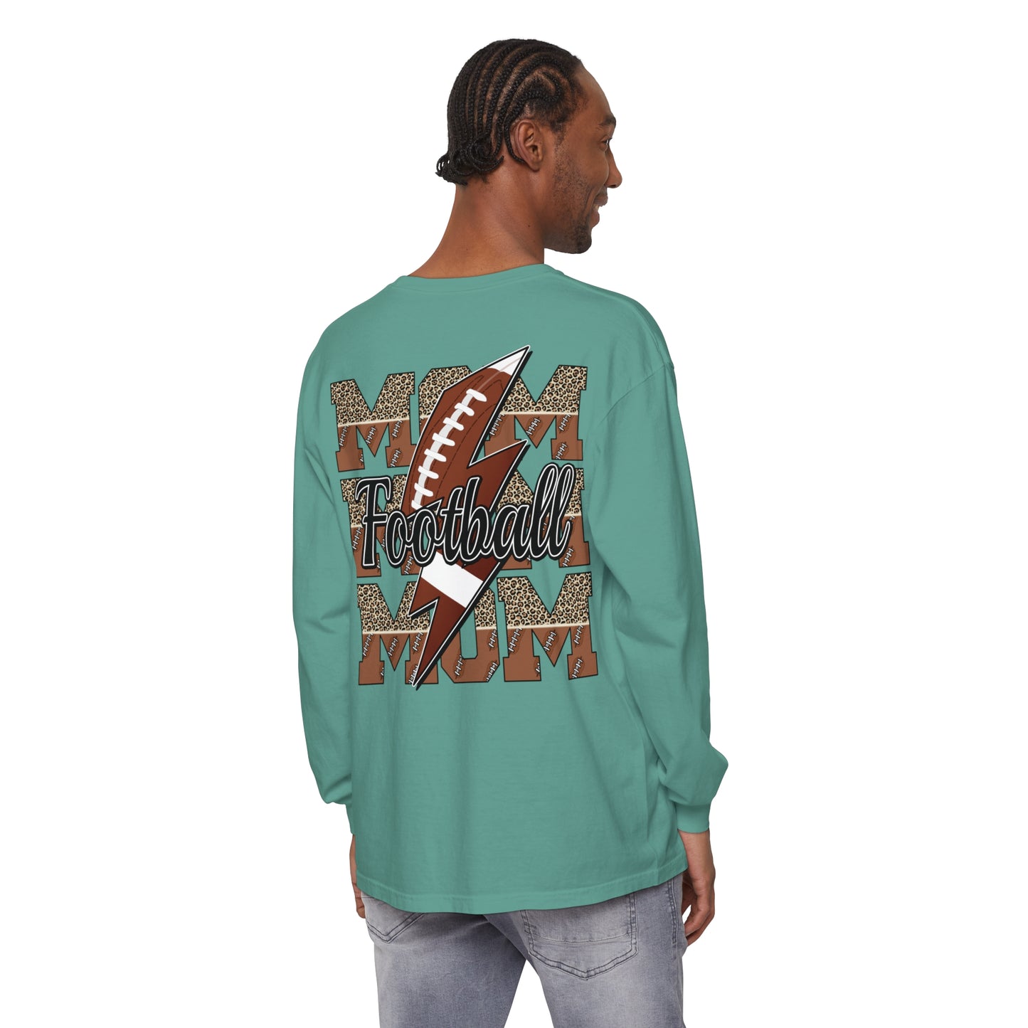 Football Mom Long Sleeve Comfort Colors T Shirt