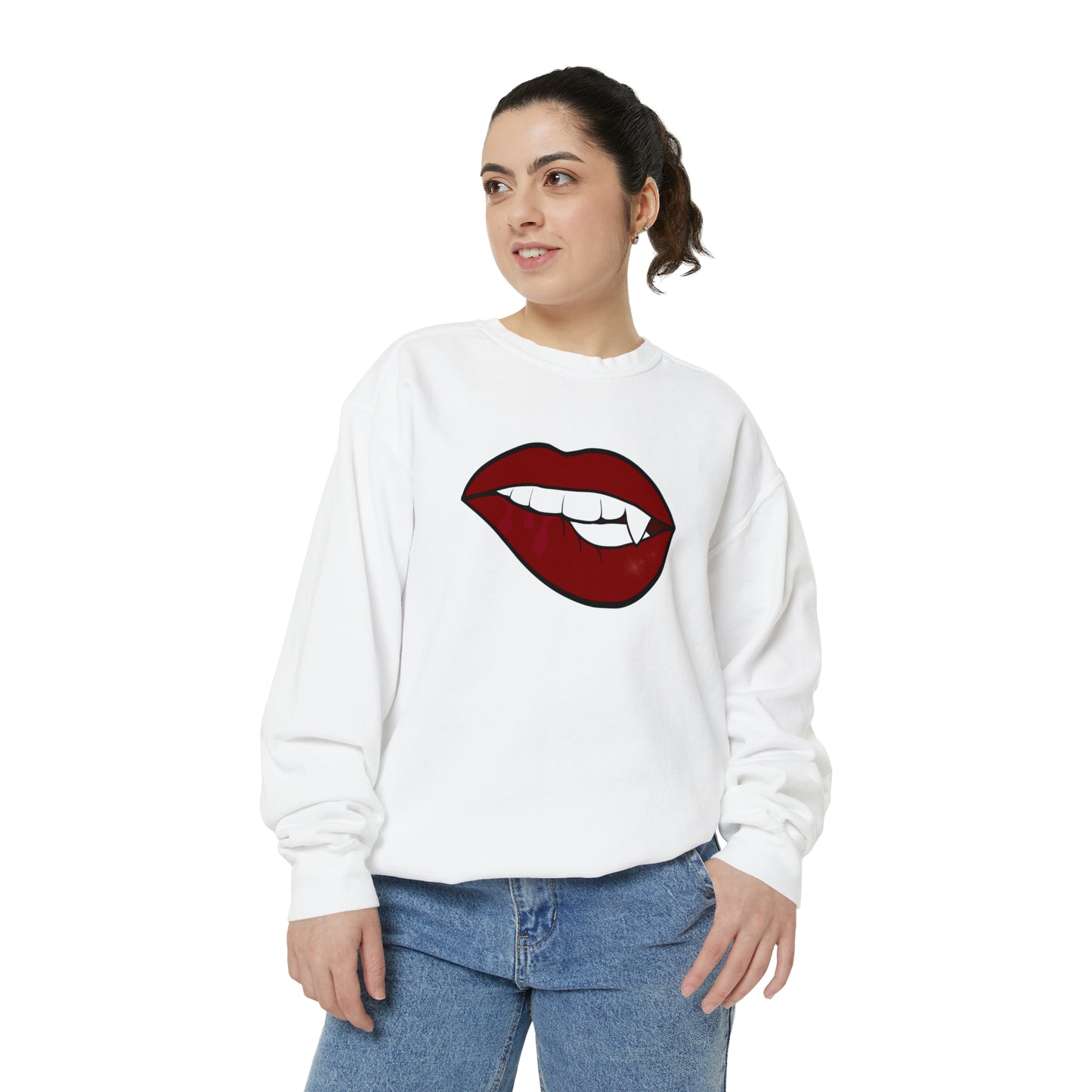 Biting Lip Vampire Fang Comfort Colors Sweater