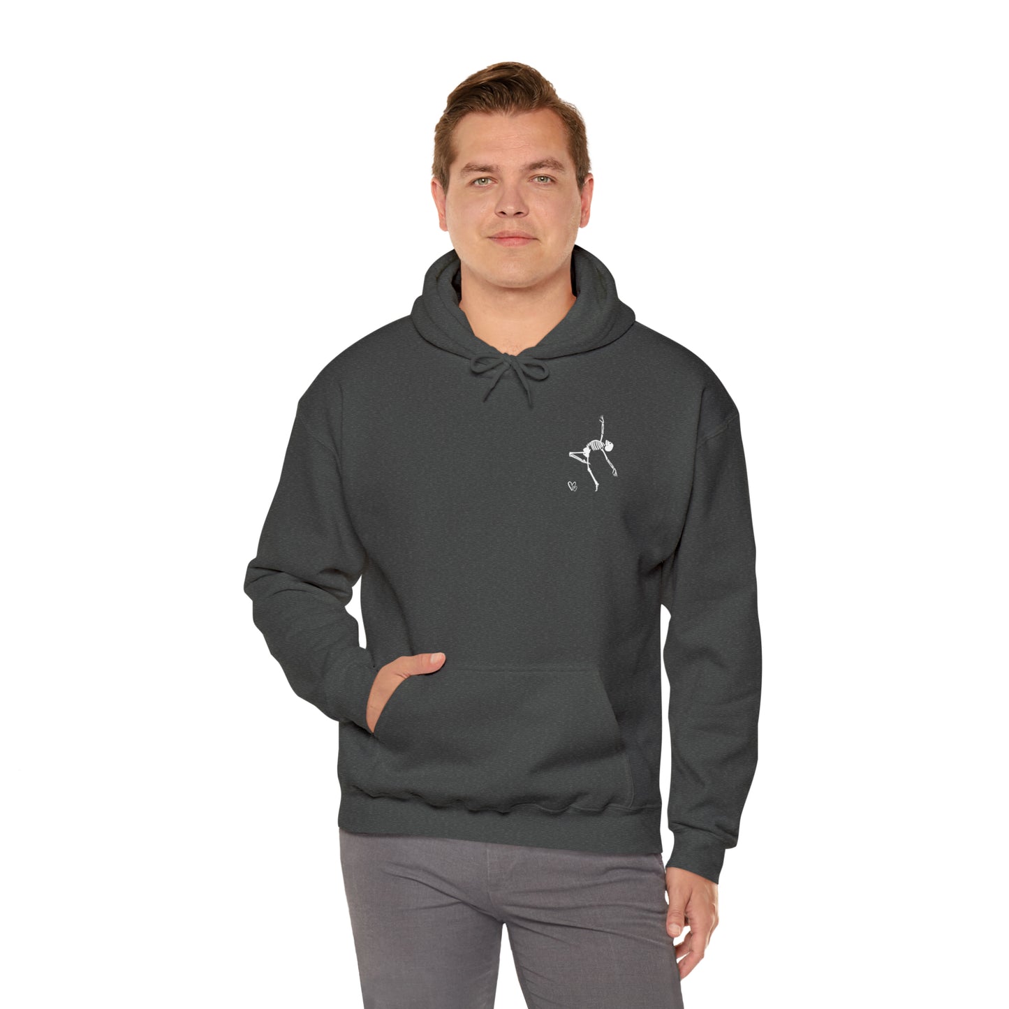 Dancing Skeleton Hoodie- Dancing Skeleton Front- Multi -Dancing Skeleton Back, Mutliple Color Options, Unisex Heavy Blend™ Hooded Sweatshirt