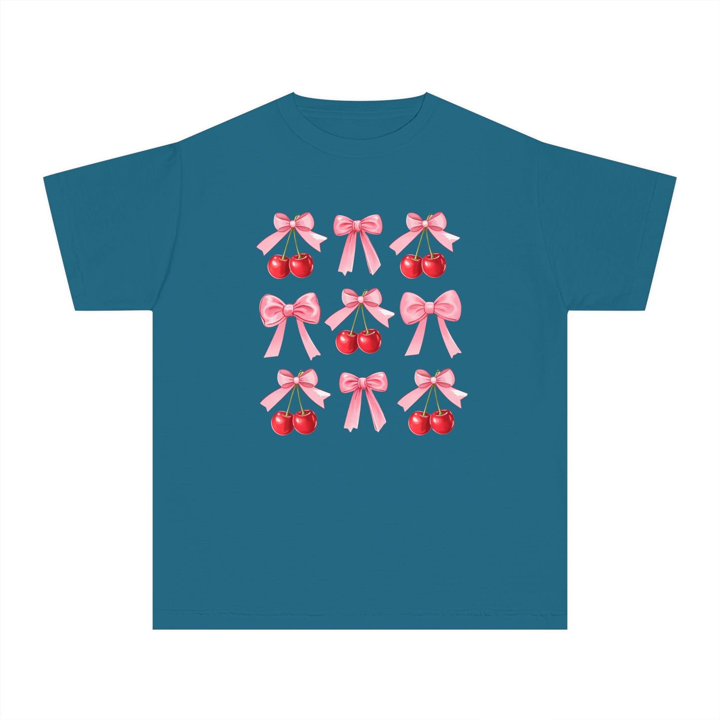 Cherry Bow Grid Comfort Colors Tee