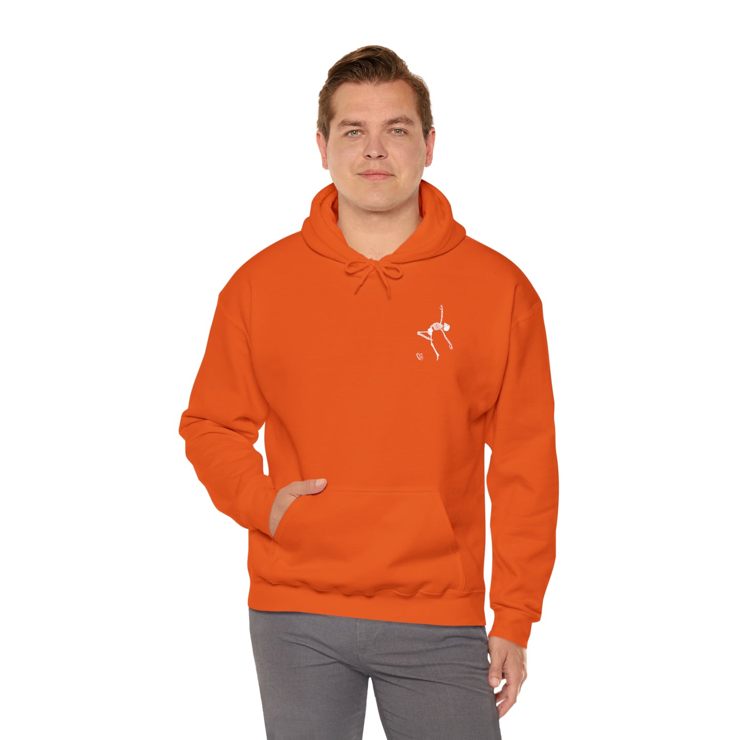 Dancing Skeleton Hoodie- Dancing Skeleton Front- Multi -Dancing Skeleton Back, Mutliple Color Options, Unisex Heavy Blend™ Hooded Sweatshirt
