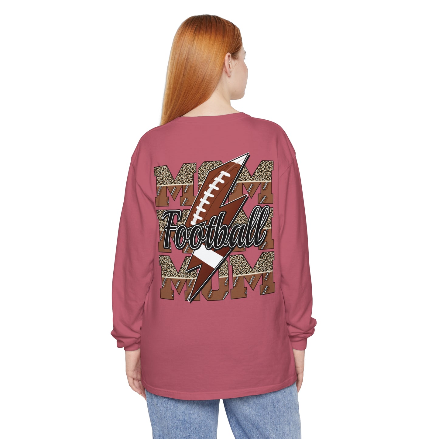 Football Mom Long Sleeve Comfort Colors T Shirt