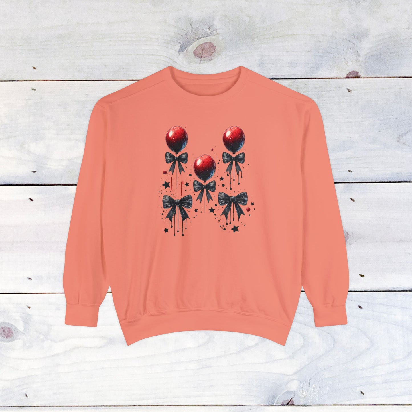 "IT" Red Balloon and Bow Comfort Colors Sweater