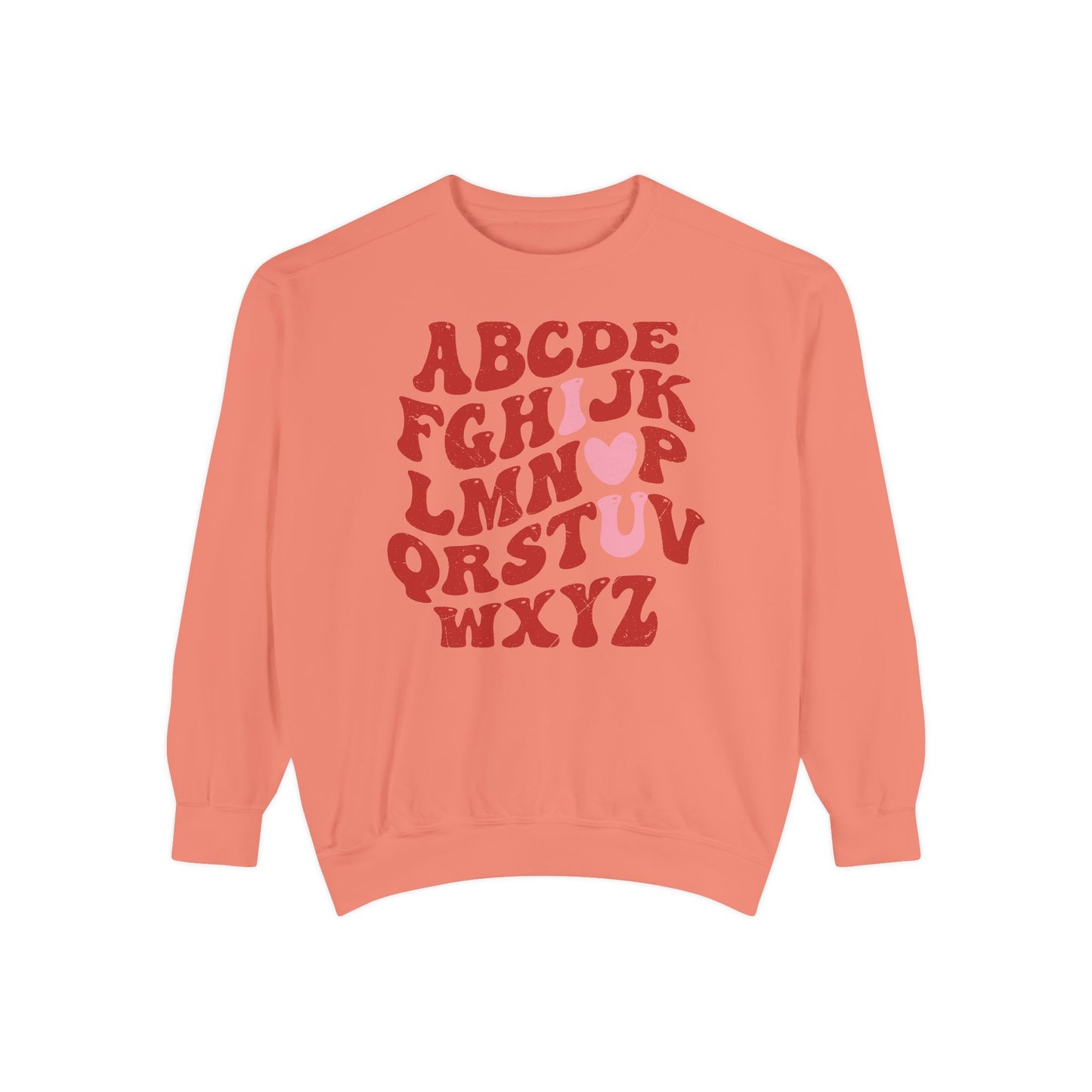 Red Alphabet I love you Adult Comfort Colors Sweatshirt