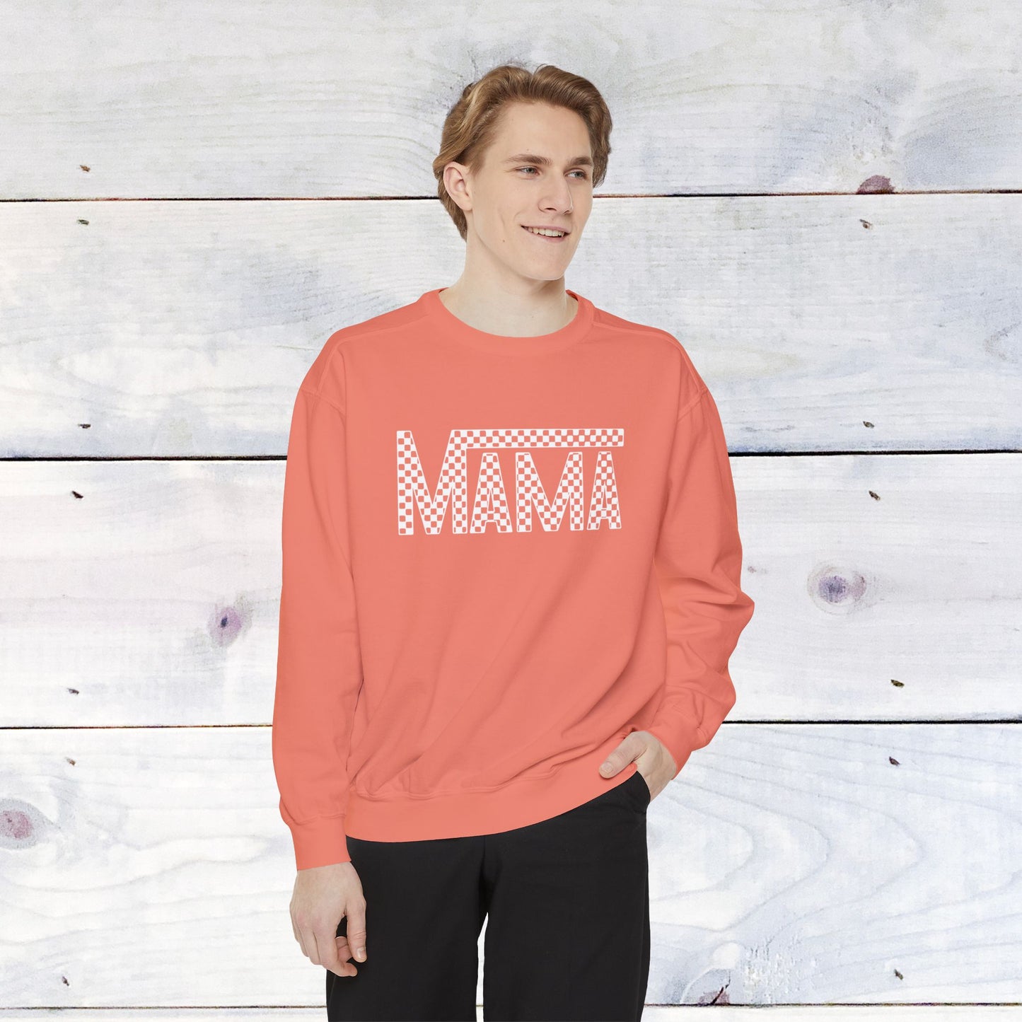 Mama Checkered Comfort Colors Sweater