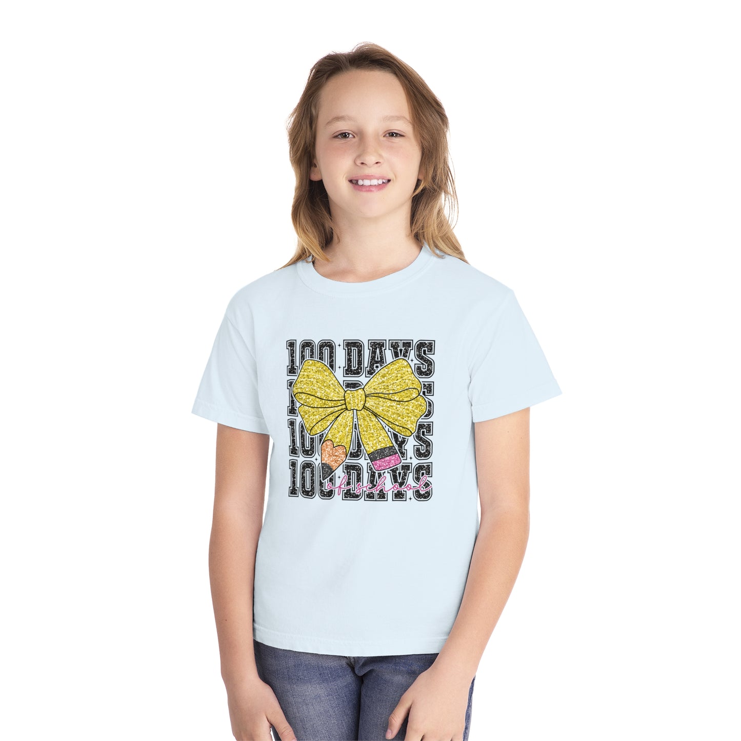 Youth 100 Days Bow Comfort Colors Tee