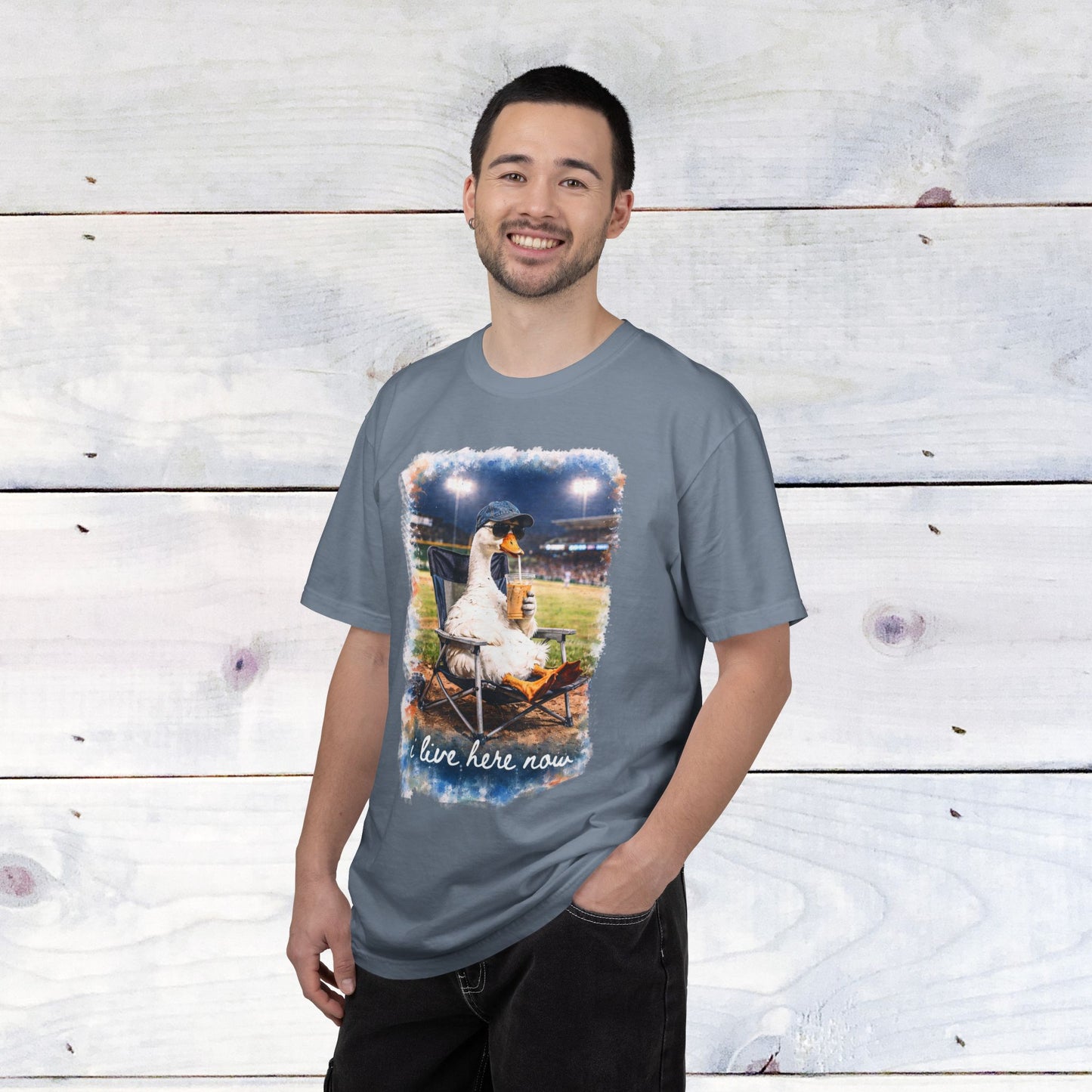 'I Live Here Now' Baseball Stadium Goose Comfort Colors Unisex T-Shirt