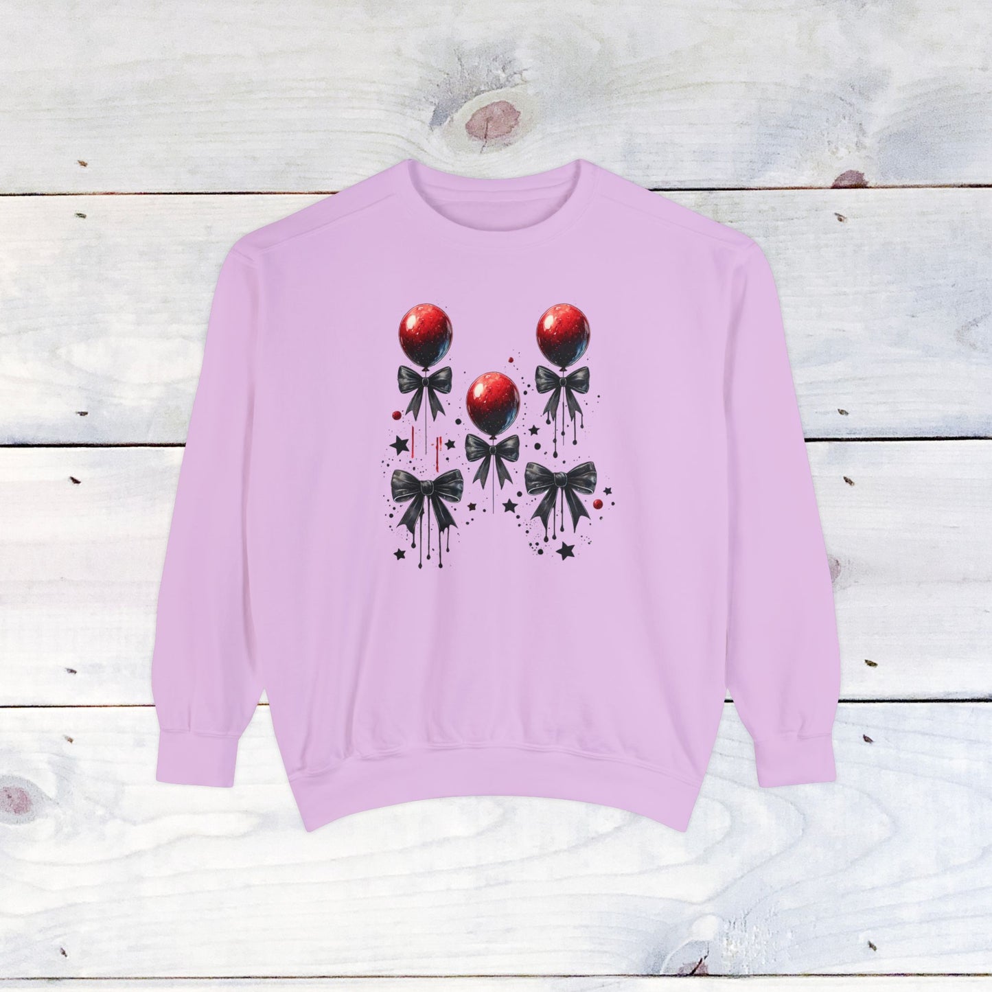 "IT" Red Balloon and Bow Comfort Colors Sweater