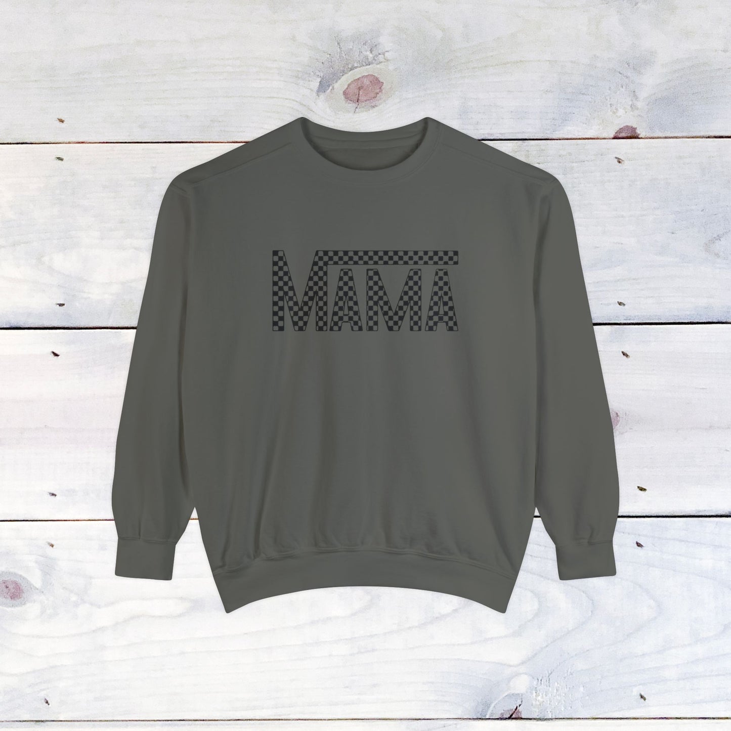 Mama Checkered Black Comfort Colors Sweater