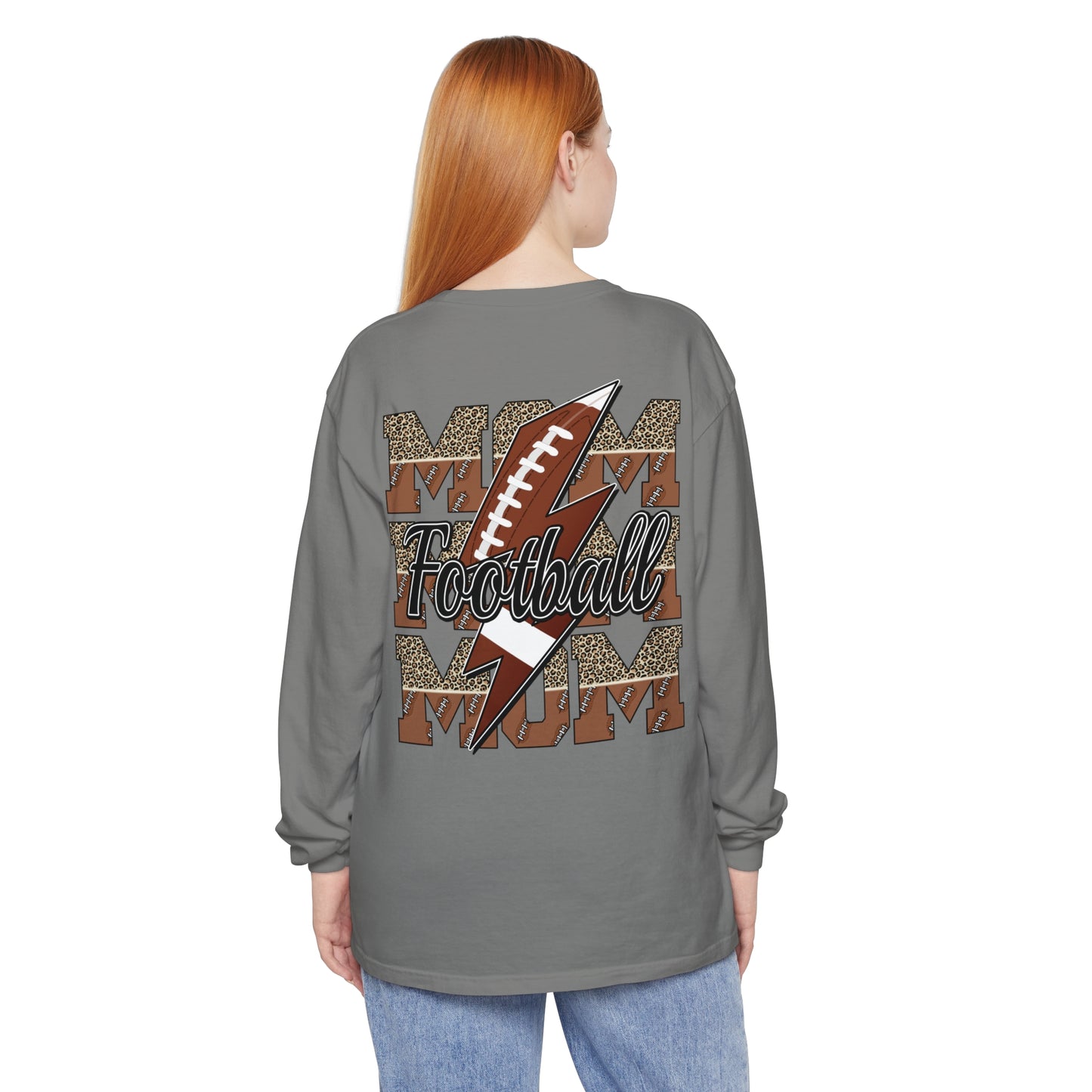 Football Mom Long Sleeve Comfort Colors T Shirt