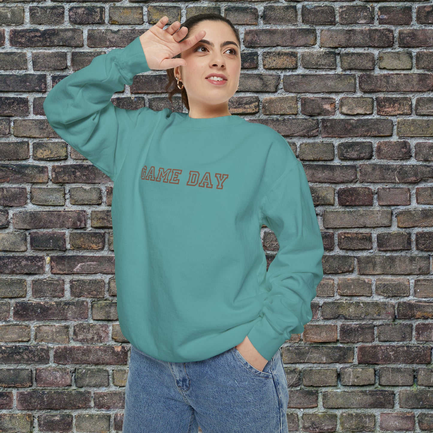 Game Day Comfort Colors Sweater - Brown Text