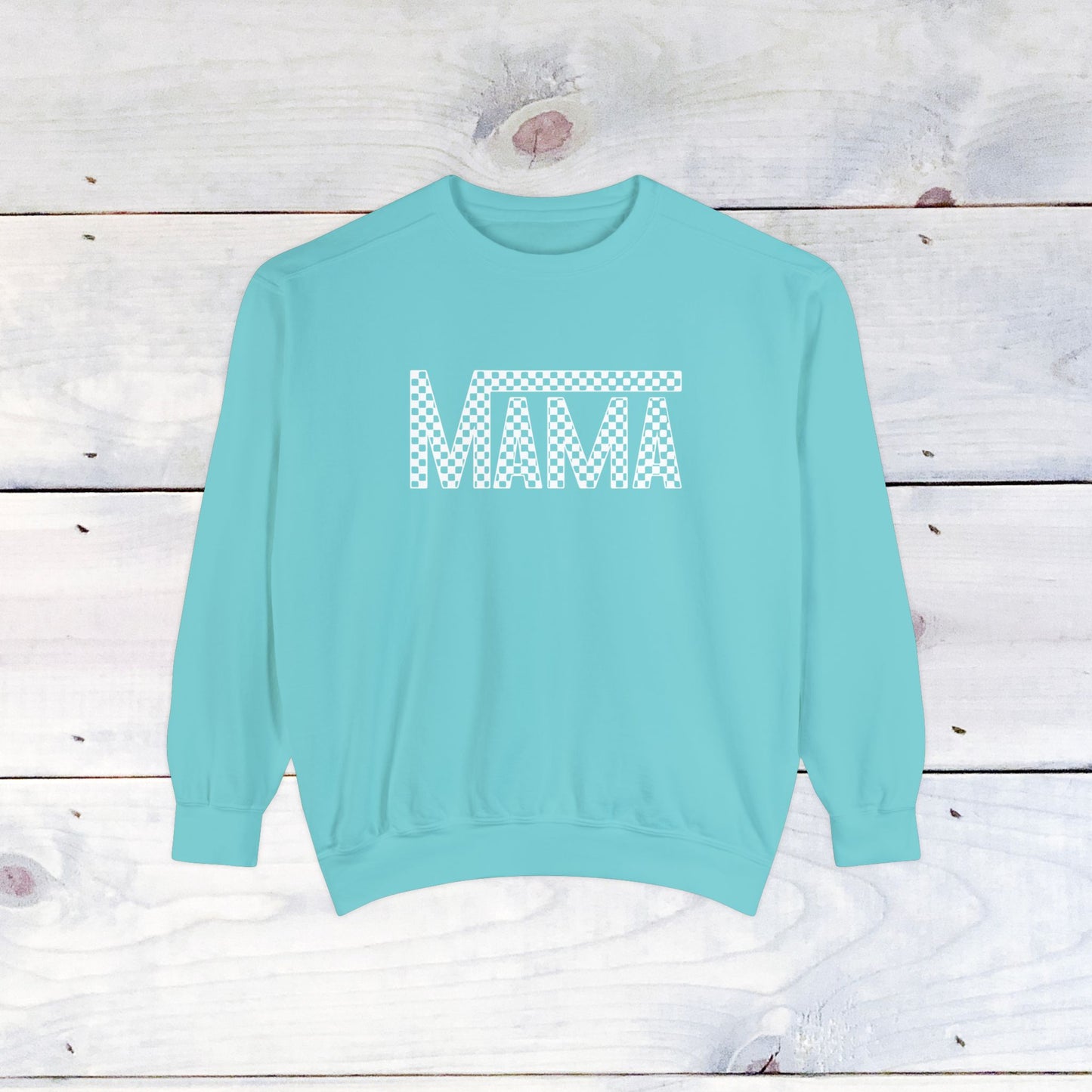Mama Checkered Comfort Colors Sweater