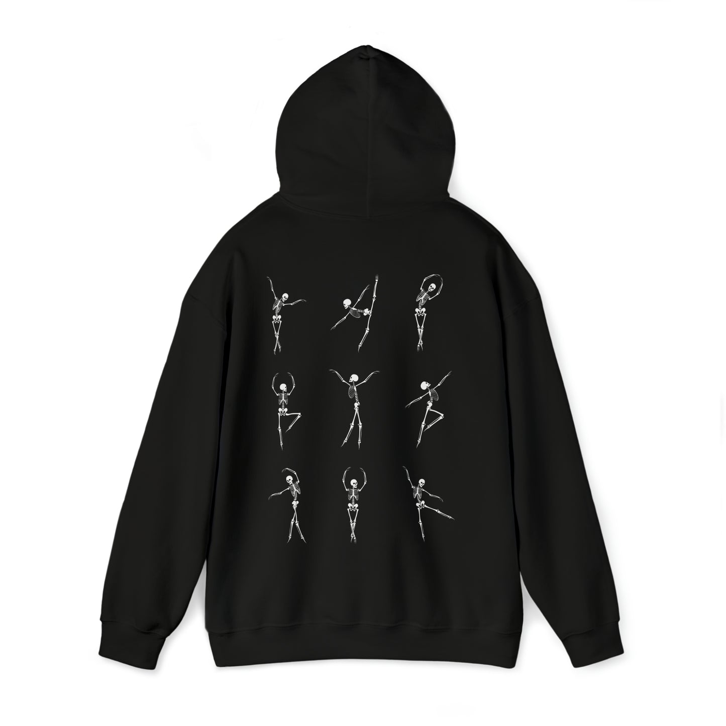 Dancing Skeleton Hoodie- Dancing Skeleton Front- Multi -Dancing Skeleton Back, Mutliple Color Options, Unisex Heavy Blend™ Hooded Sweatshirt