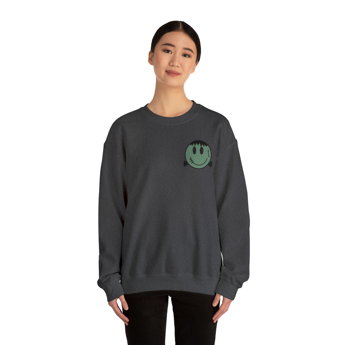 Halloween - Franken Smile Front, Halloween Bolt Back - Sweater / Pullover