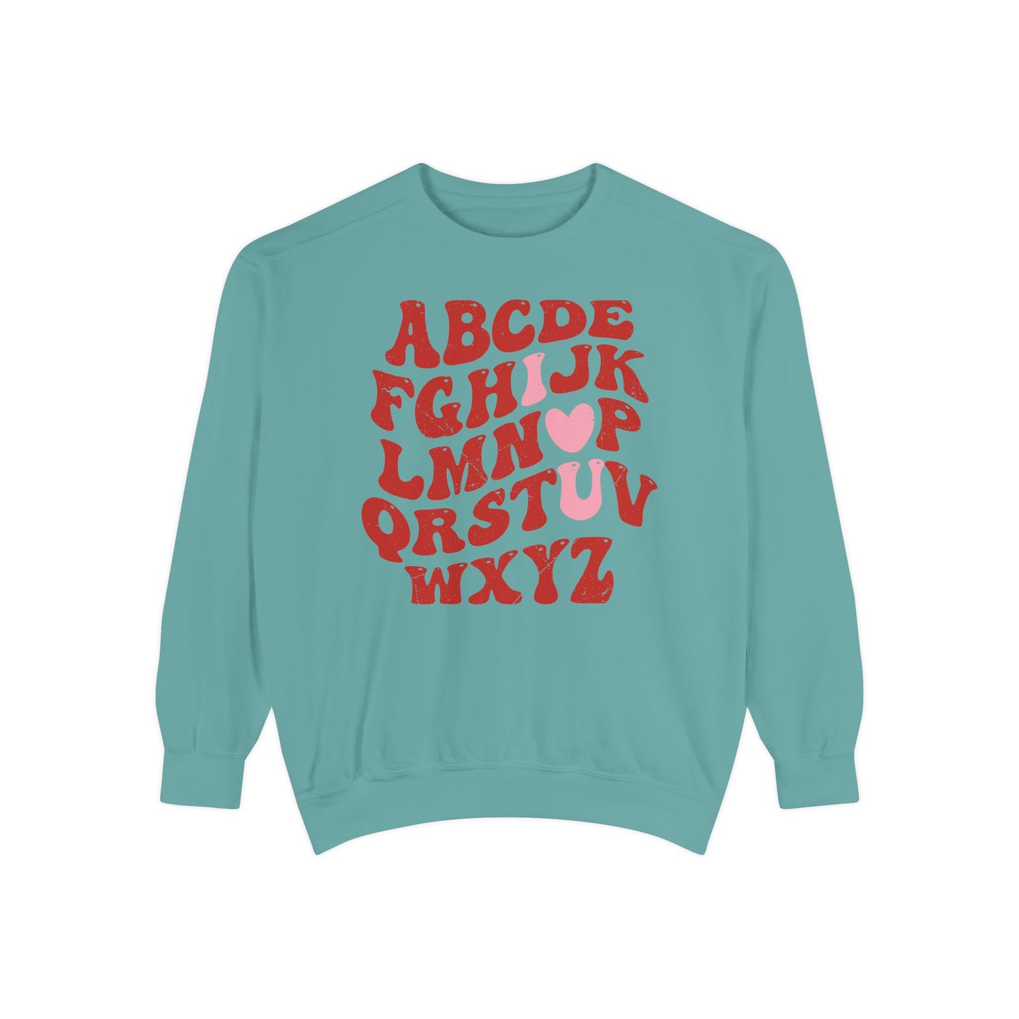 Red Alphabet I love you Adult Comfort Colors Sweatshirt