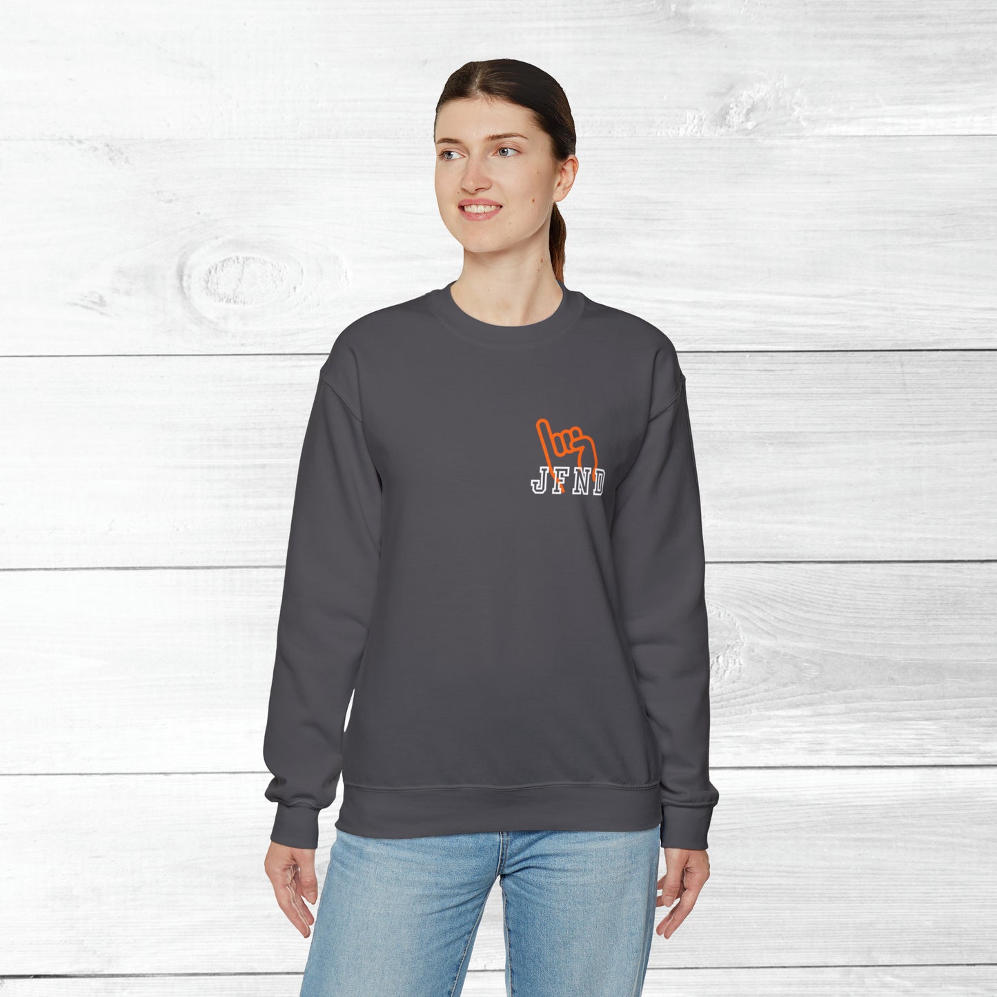 JFND front and Yellowjacket back Sweater