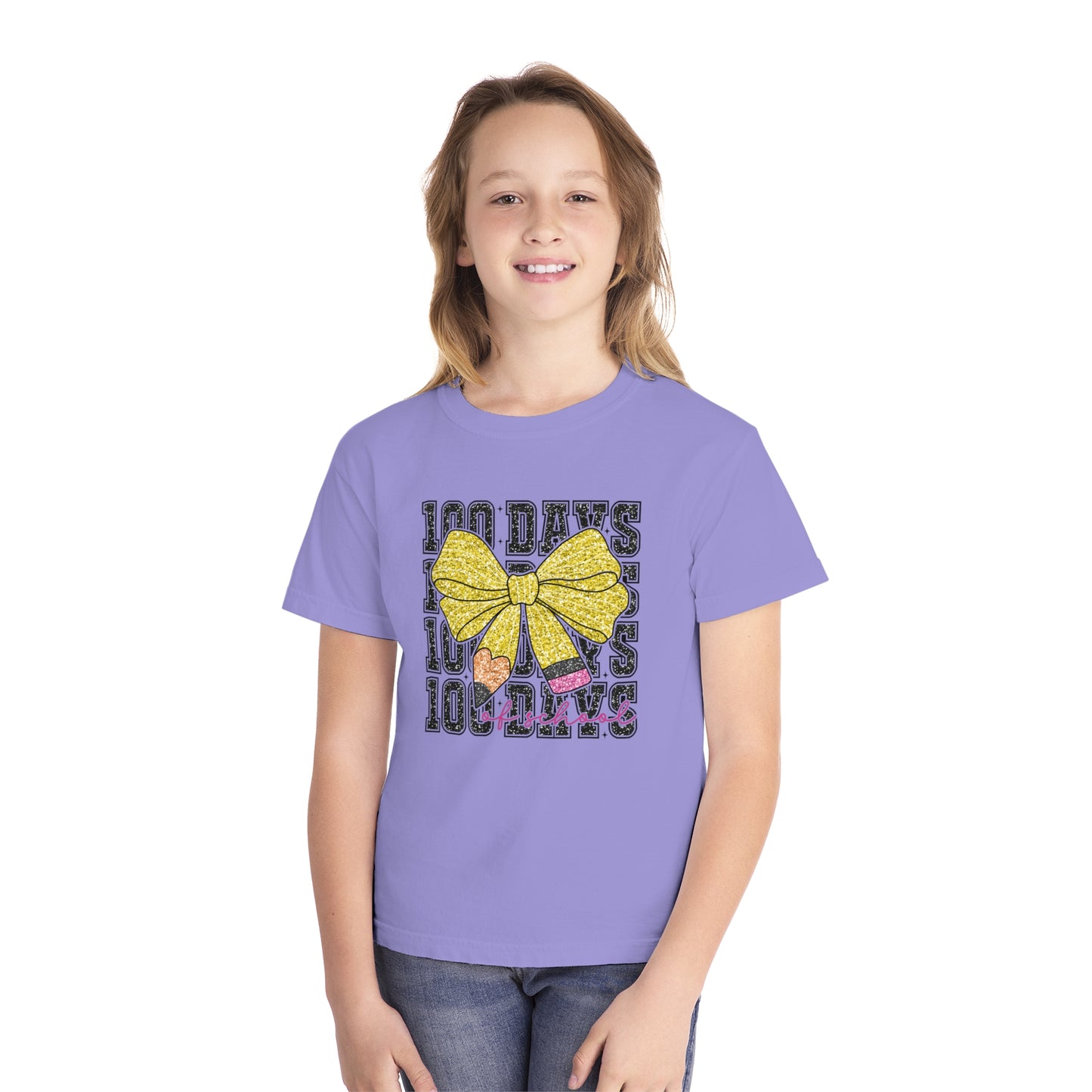 Youth 100 Days Bow Comfort Colors Tee