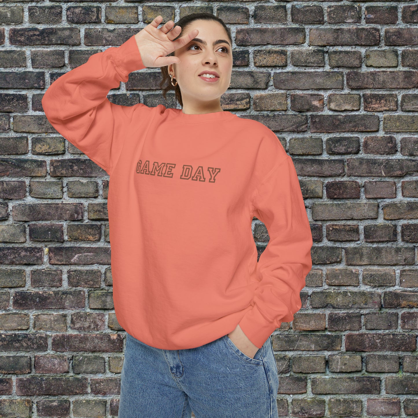 Game Day Comfort Colors Sweater - Brown Text