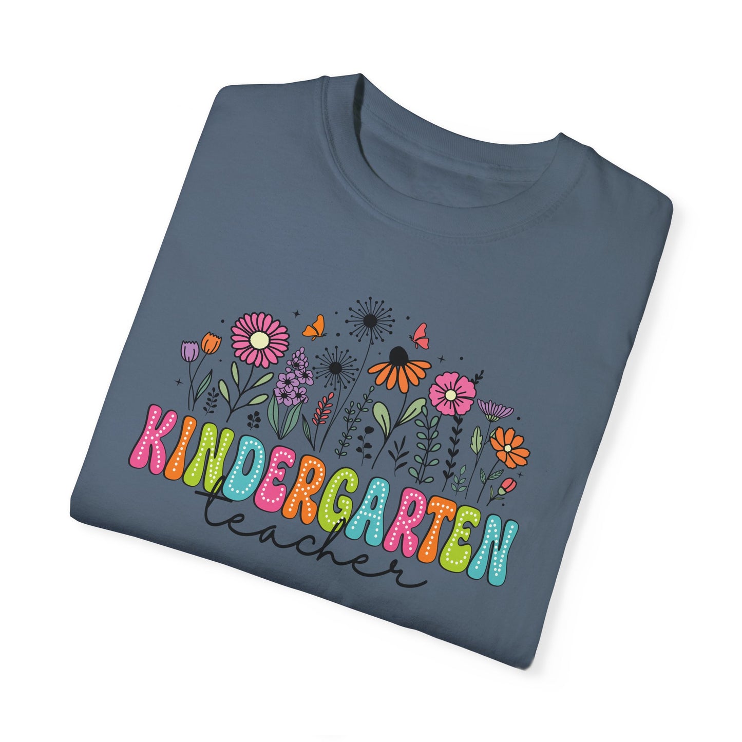 Kinder Flower Teacher Shirt - Comfort Colors