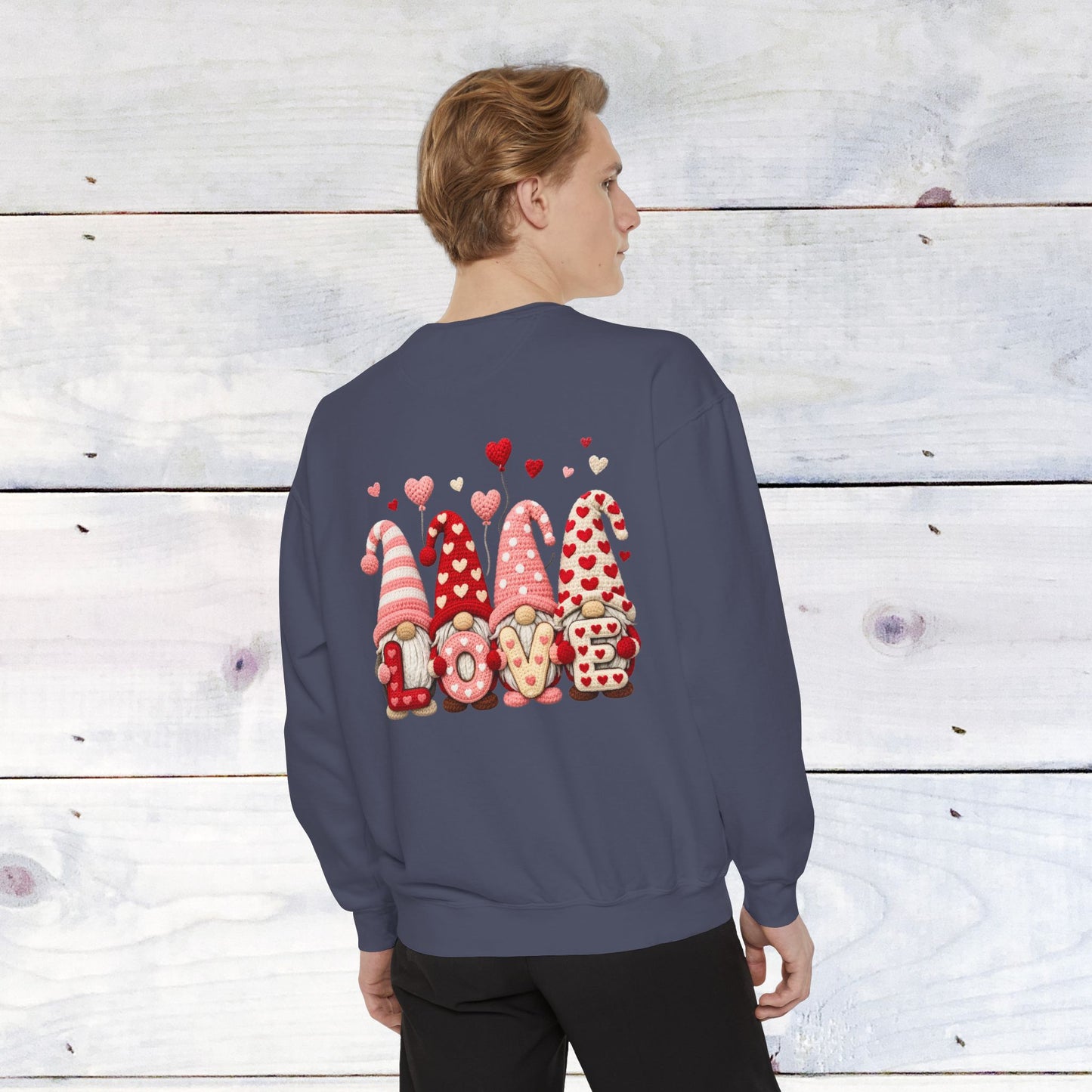 Gnome Love Yarn Bow Comfort Color Sweatshirt