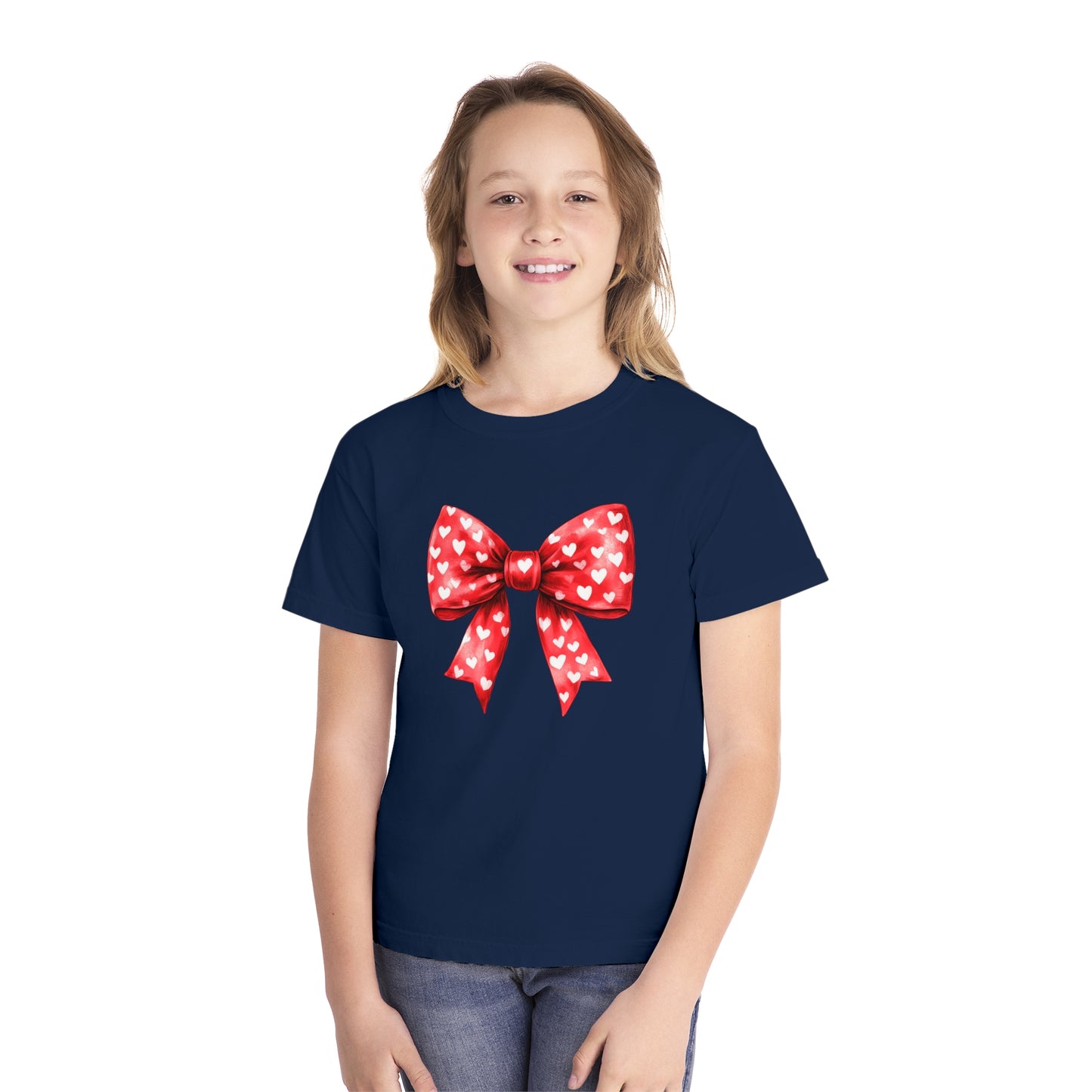 Heart Bow Youth Comfort Colors Tee