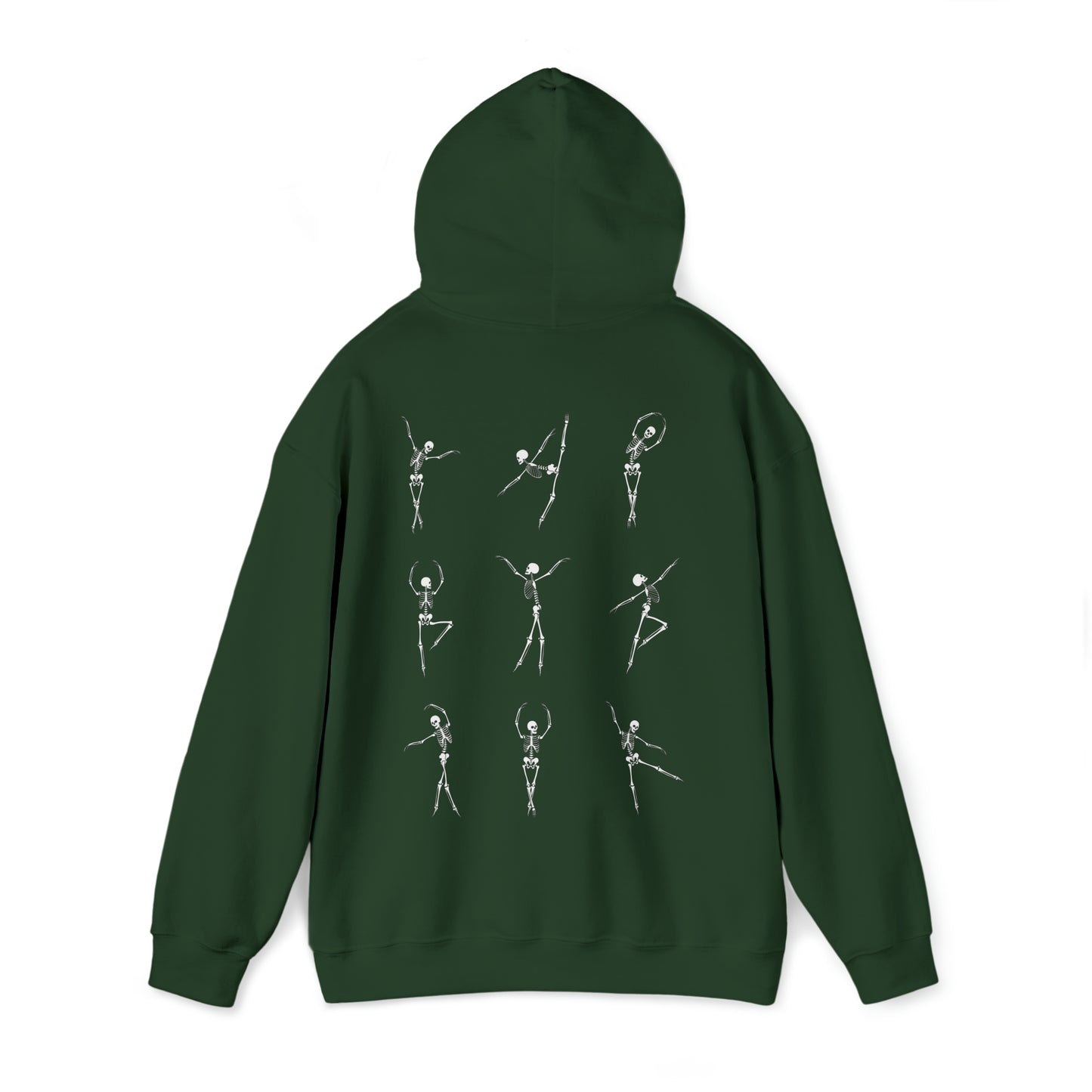 Dancing Skeleton Hoodie- Dancing Skeleton Front- Multi -Dancing Skeleton Back, Mutliple Color Options, Unisex Heavy Blend™ Hooded Sweatshirt