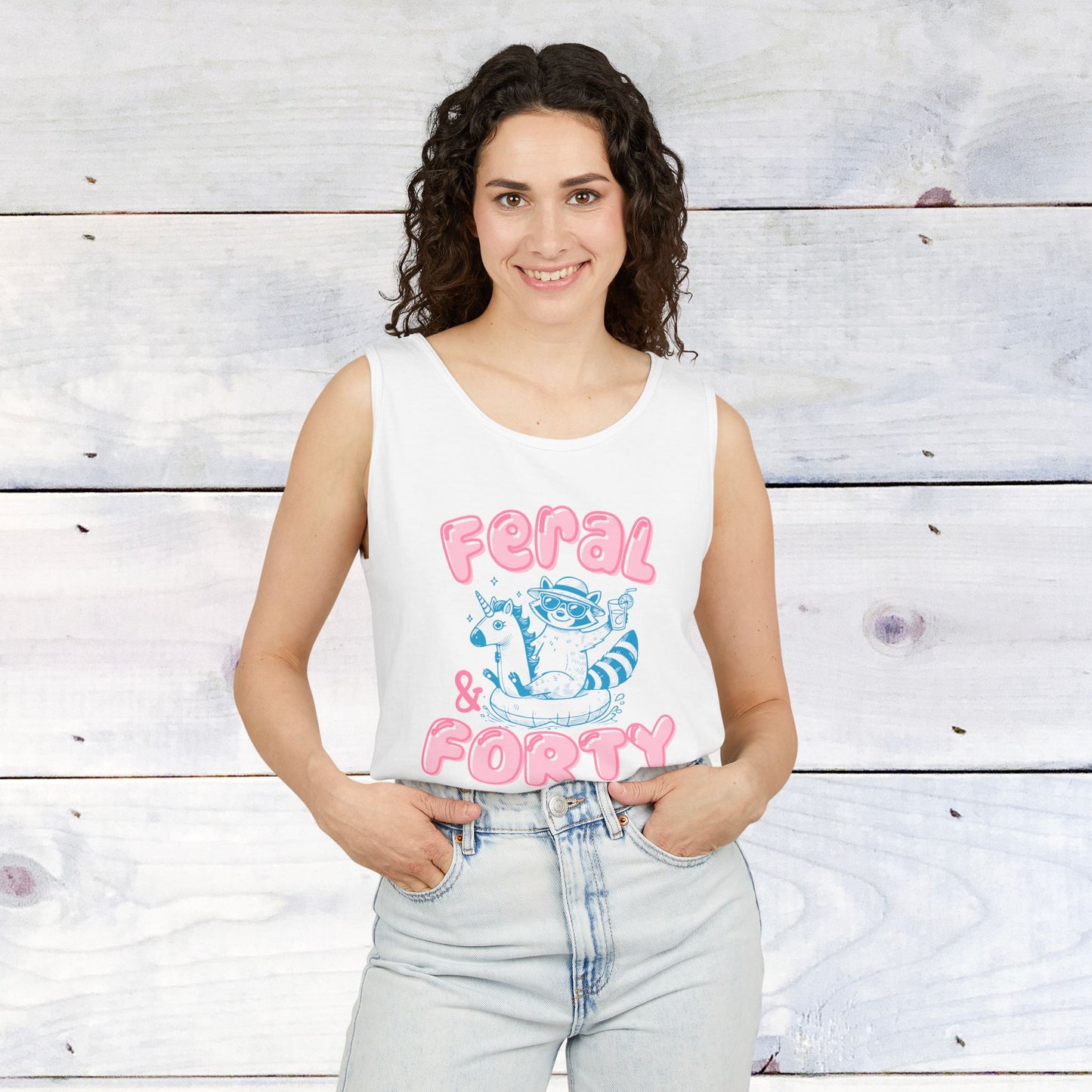 Feral and Forty Floatie Comfort Colors Tank Top