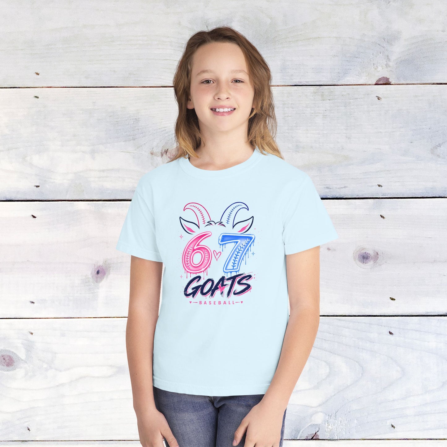 Youth 67 GOATS Baseball Tee —Comfort Colors