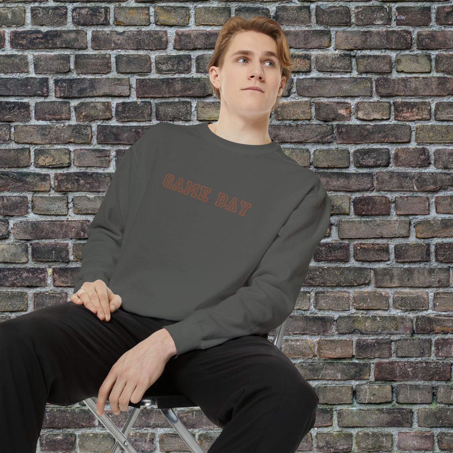 Game Day Comfort Colors Sweater - Brown Text