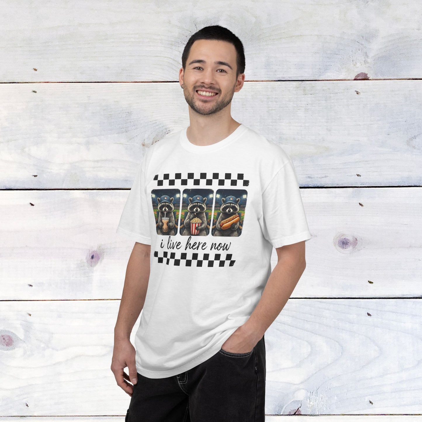 Baseball, I Live Here Now Raccoon Comfort Colors Unisex Shirt