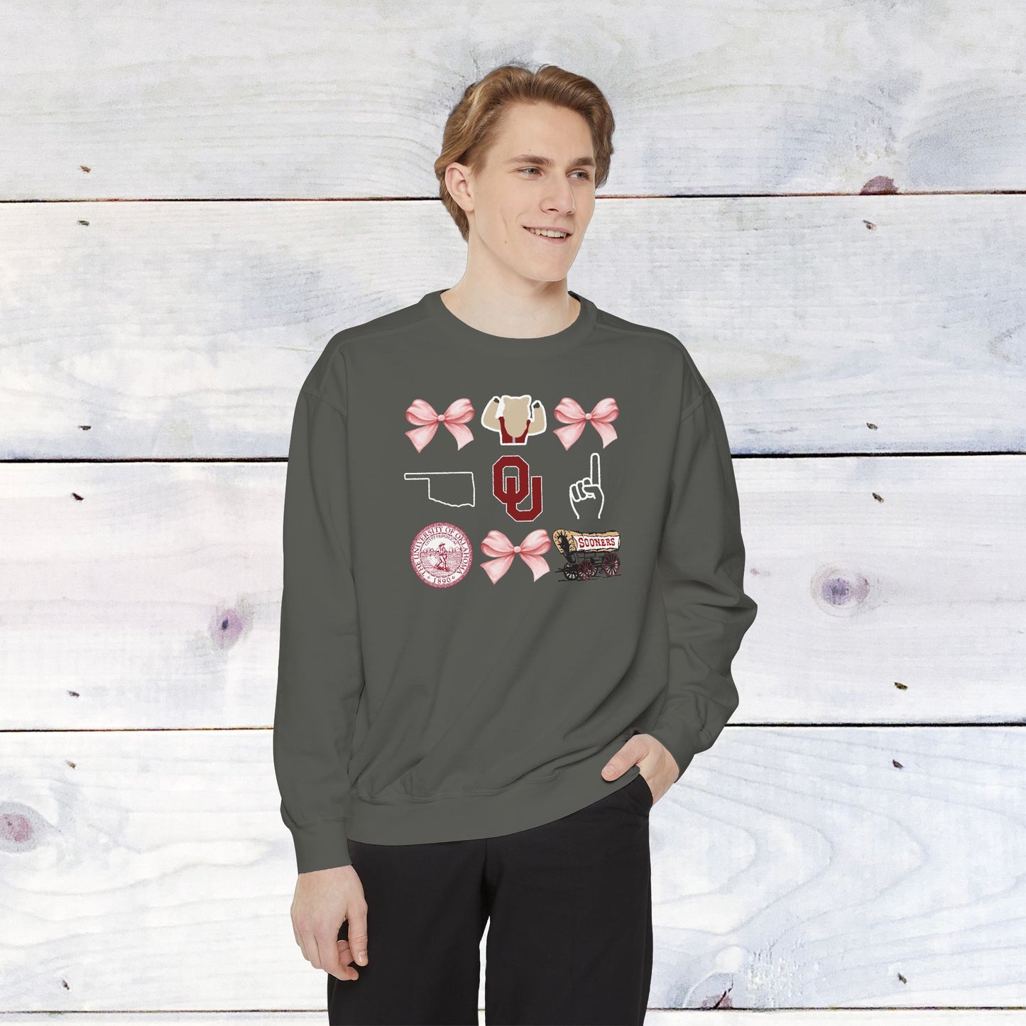 Oklahoma Sooners Bow Comfort Colors Sweater - Dark