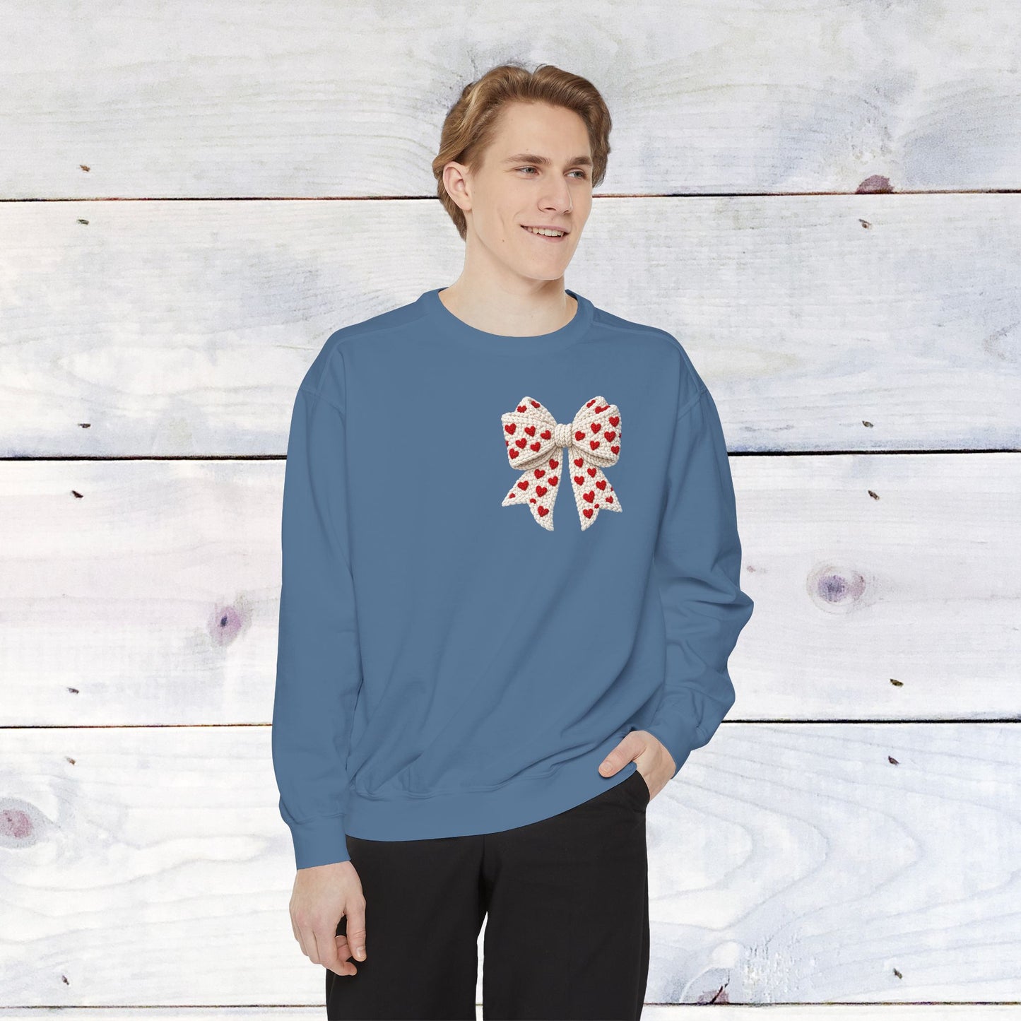 Gnome Love Yarn Bow Comfort Color Sweatshirt