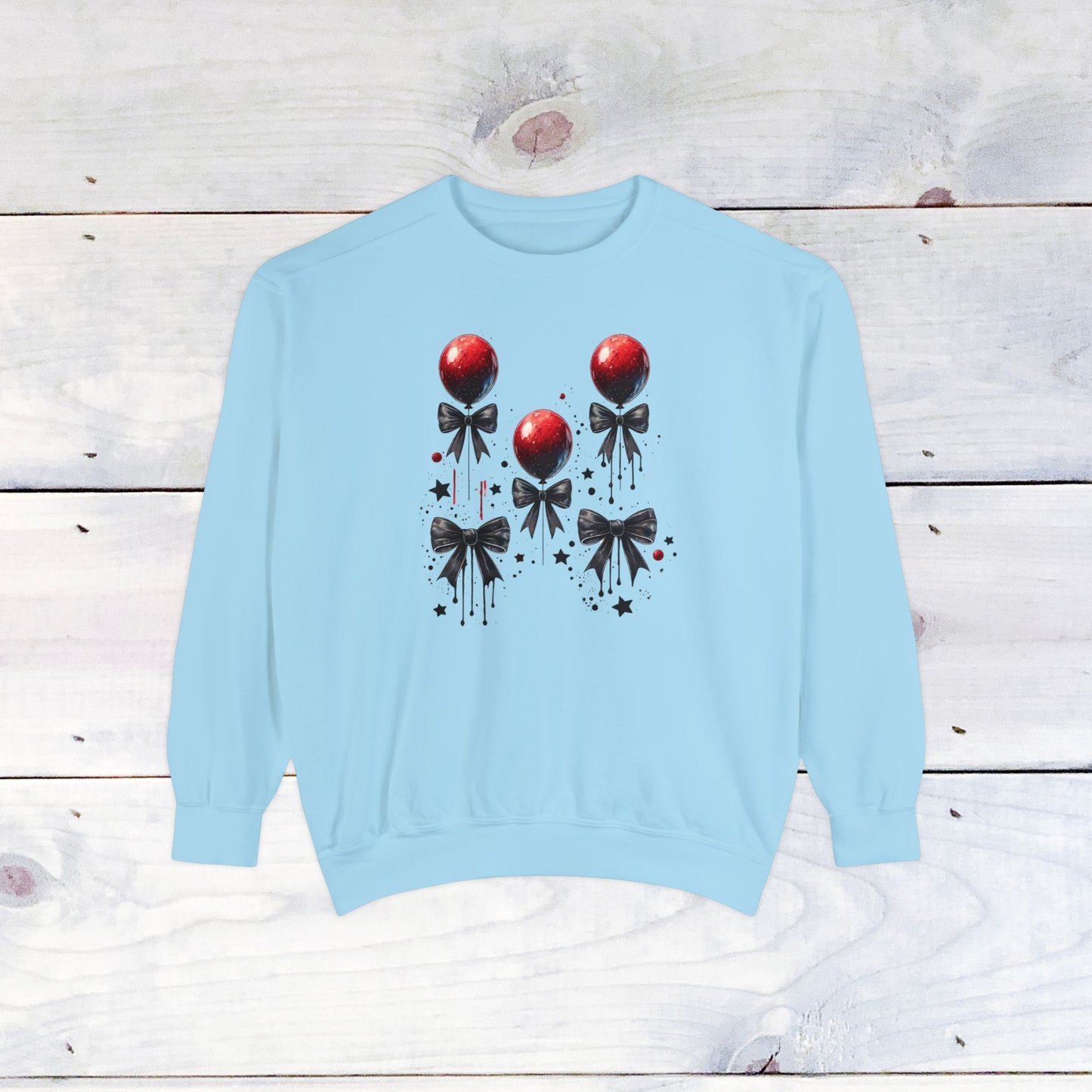 "IT" Red Balloon and Bow Comfort Colors Sweater