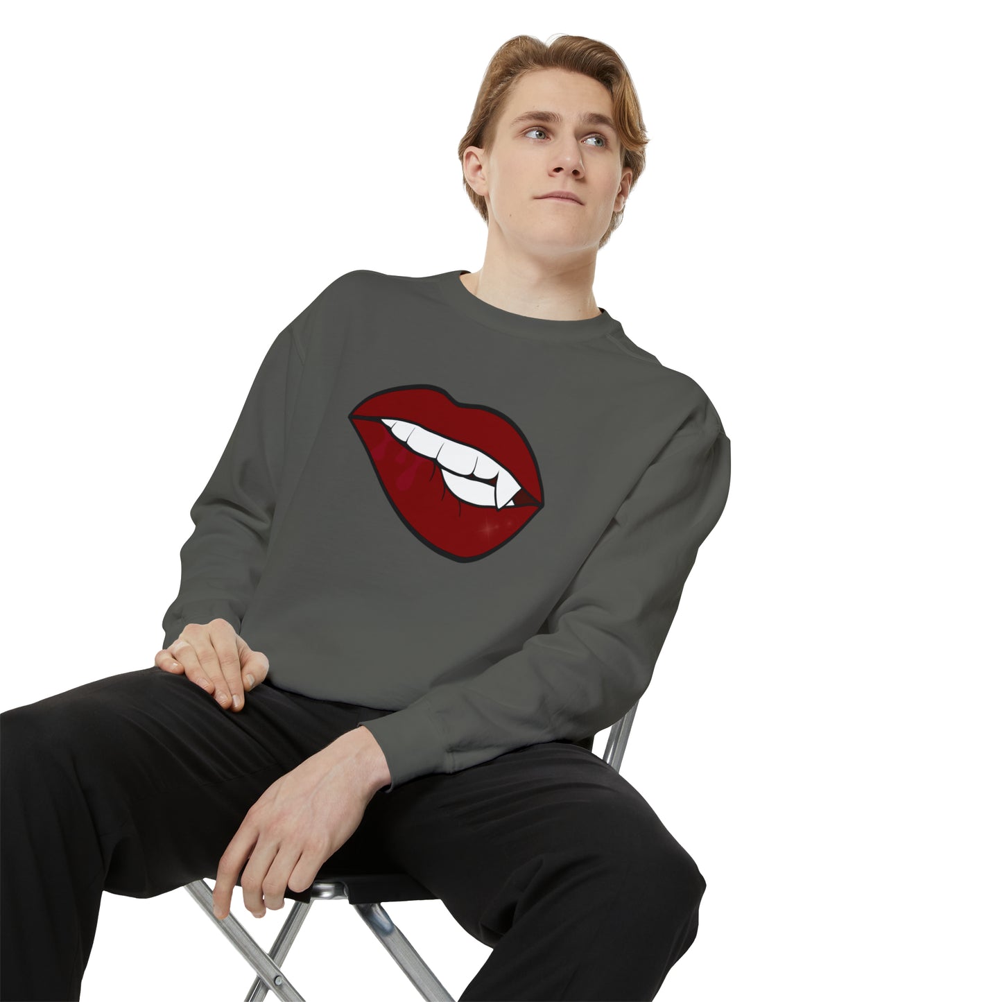 Biting Lip Vampire Fang Comfort Colors Sweater