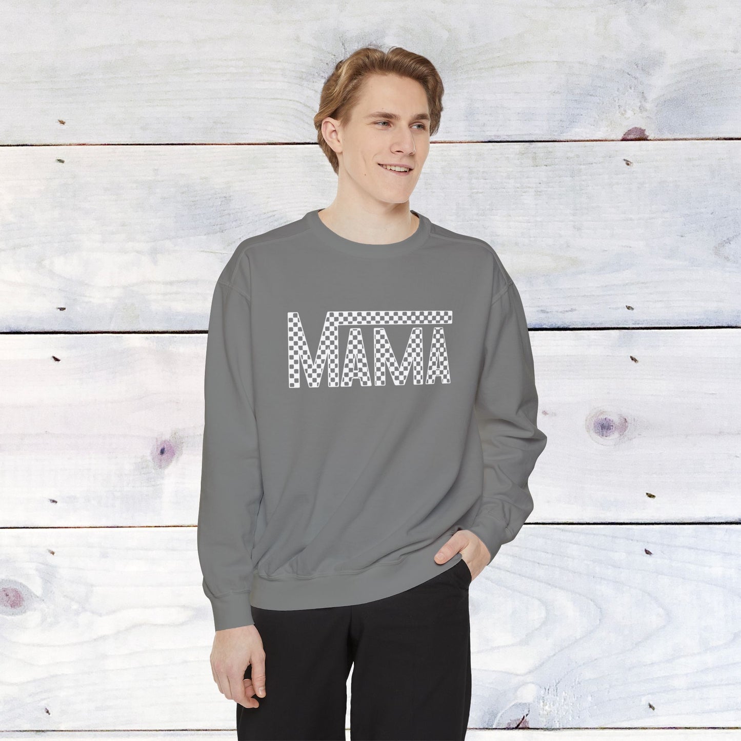 Mama Checkered Comfort Colors Sweater