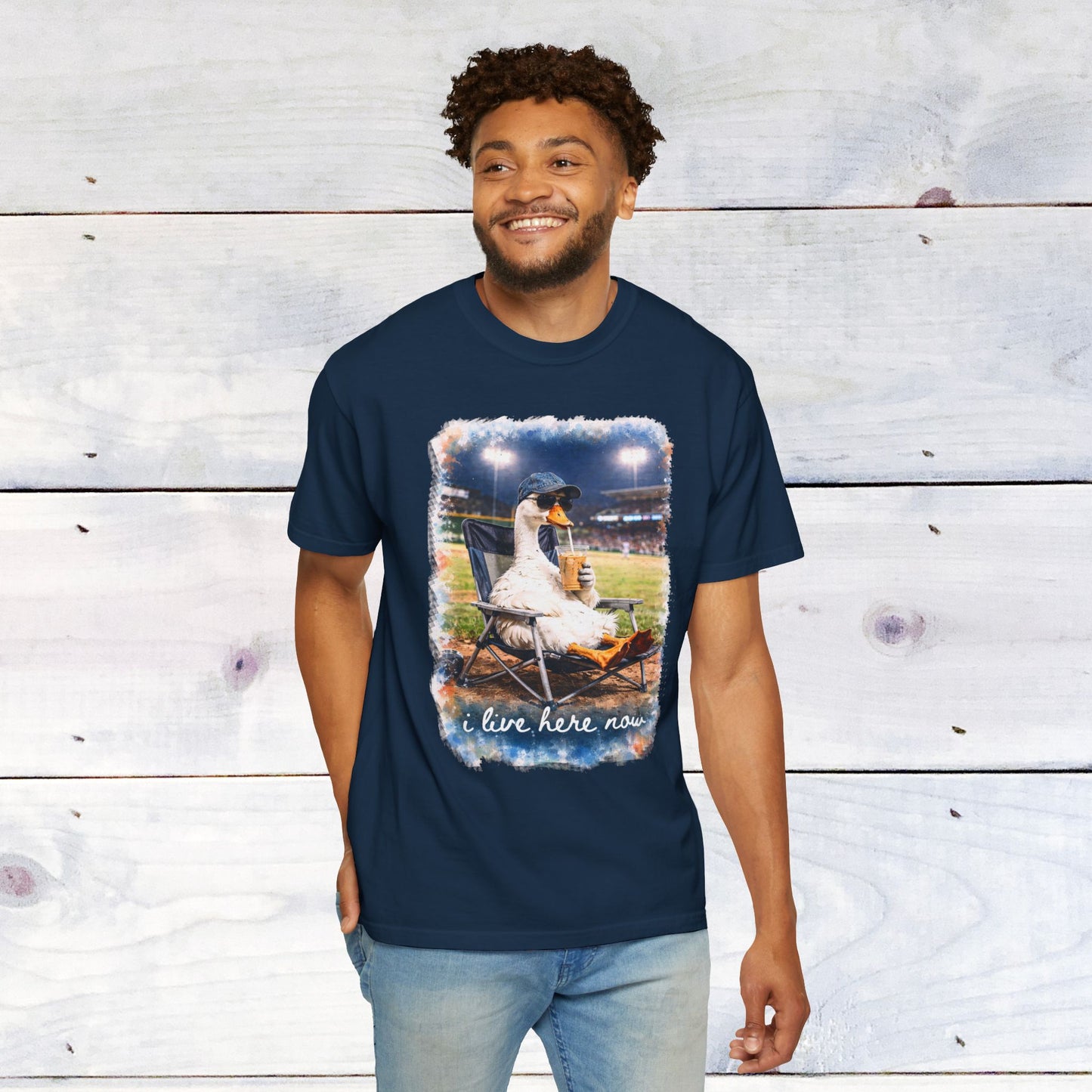 'I Live Here Now' Baseball Stadium Goose Comfort Colors Unisex T-Shirt