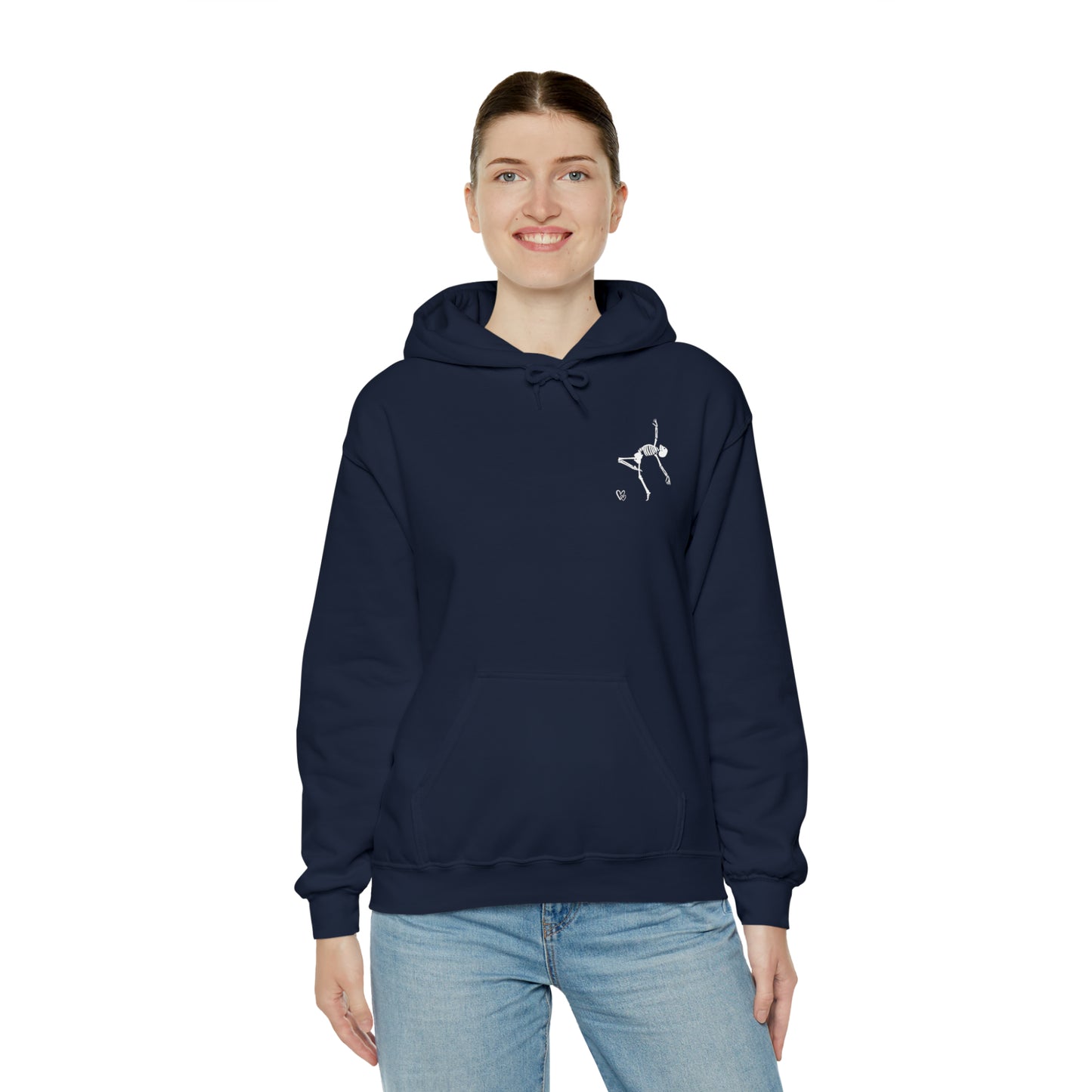 Dancing Skeleton Hoodie- Dancing Skeleton Front- Multi -Dancing Skeleton Back, Mutliple Color Options, Unisex Heavy Blend™ Hooded Sweatshirt